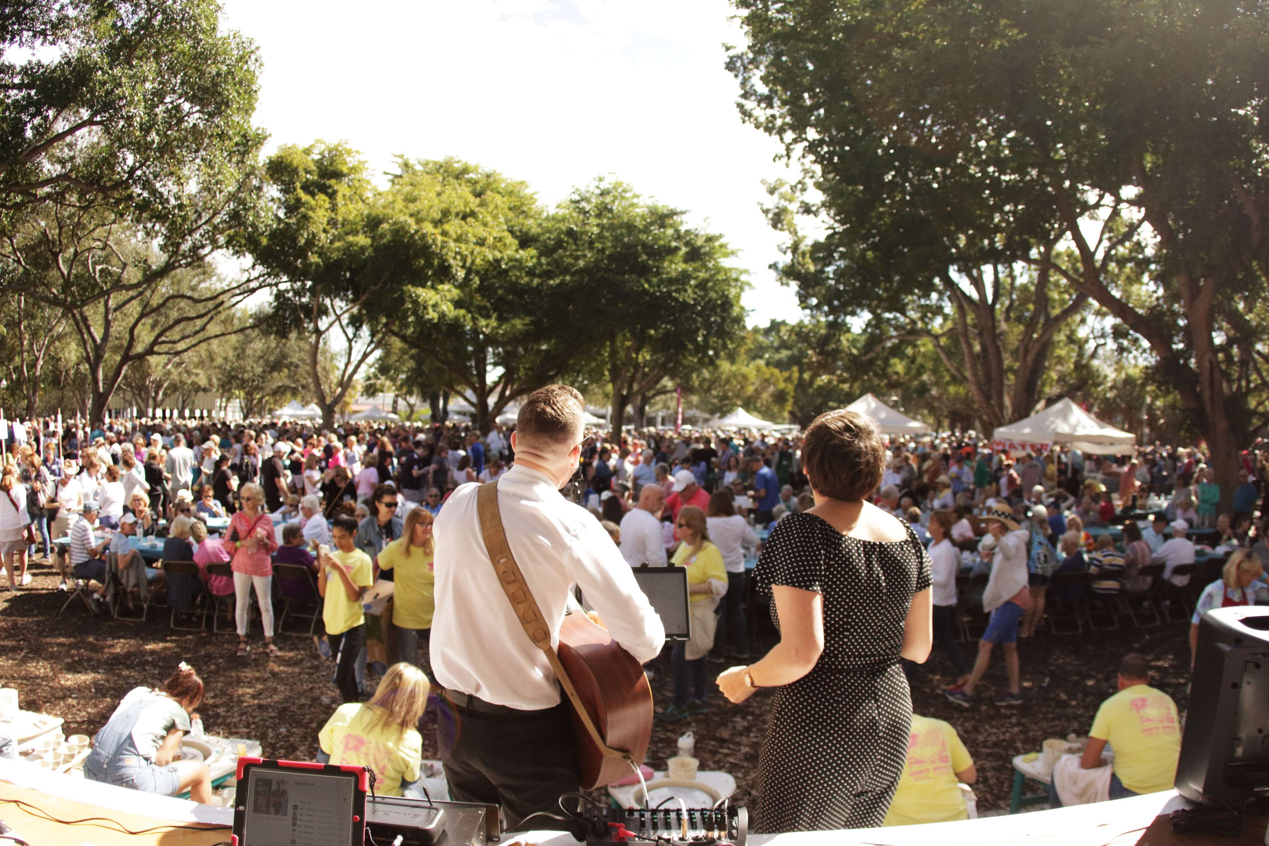 a crowd of people at an outdoor event