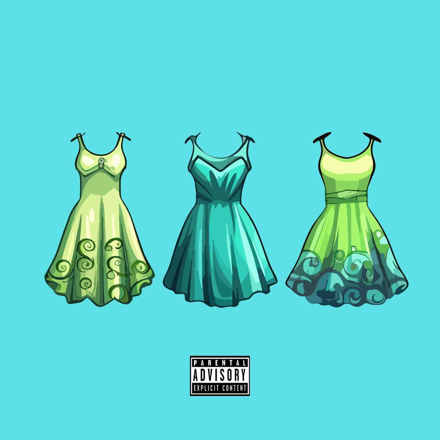 three dresses on a blue background