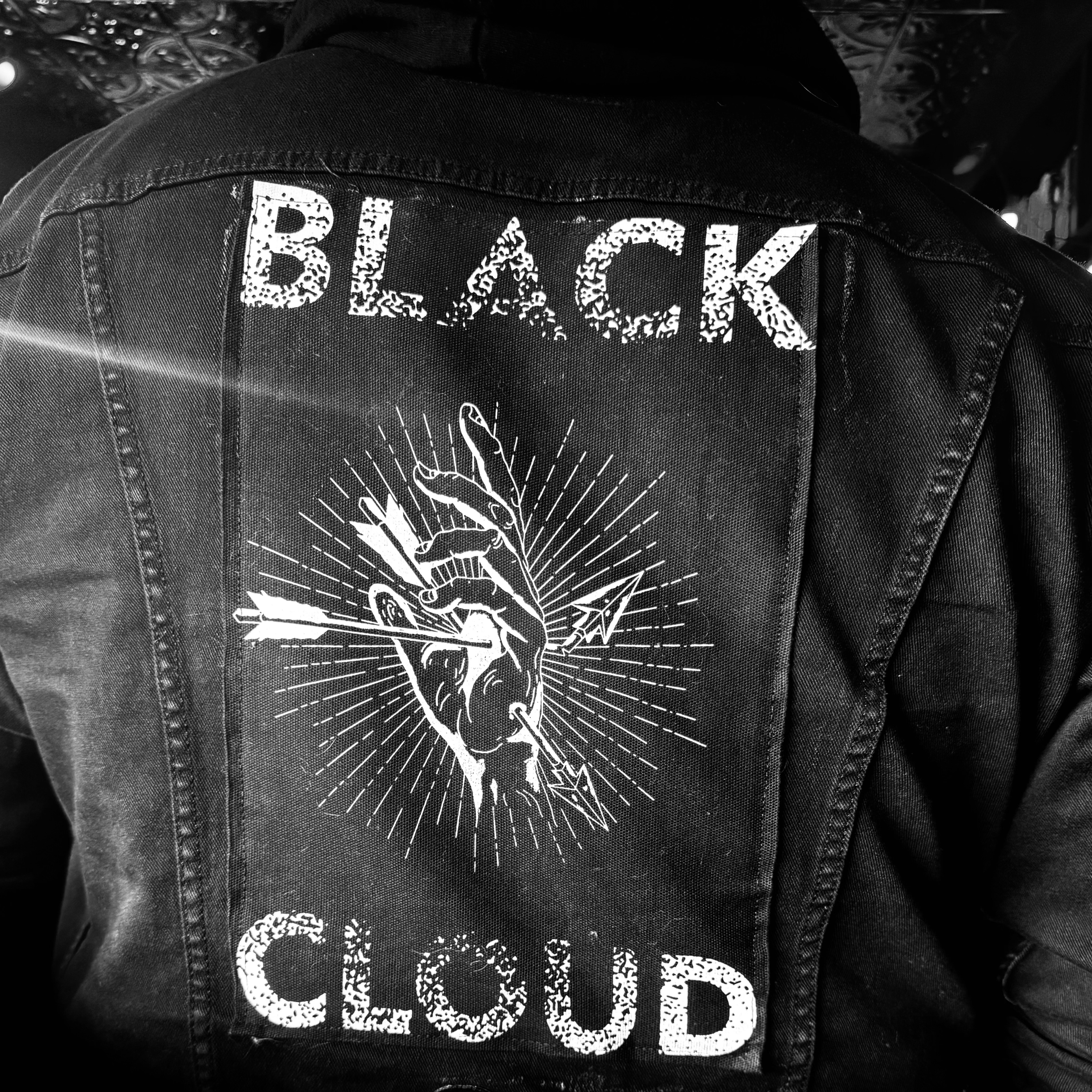 Black Cloud - Life Without Summer: the back of a jacket with the words black cloud on it