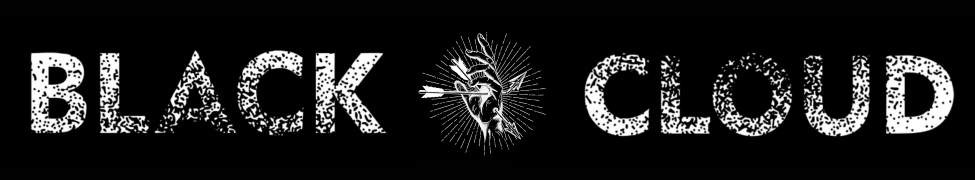 the black cloud logo on a black background