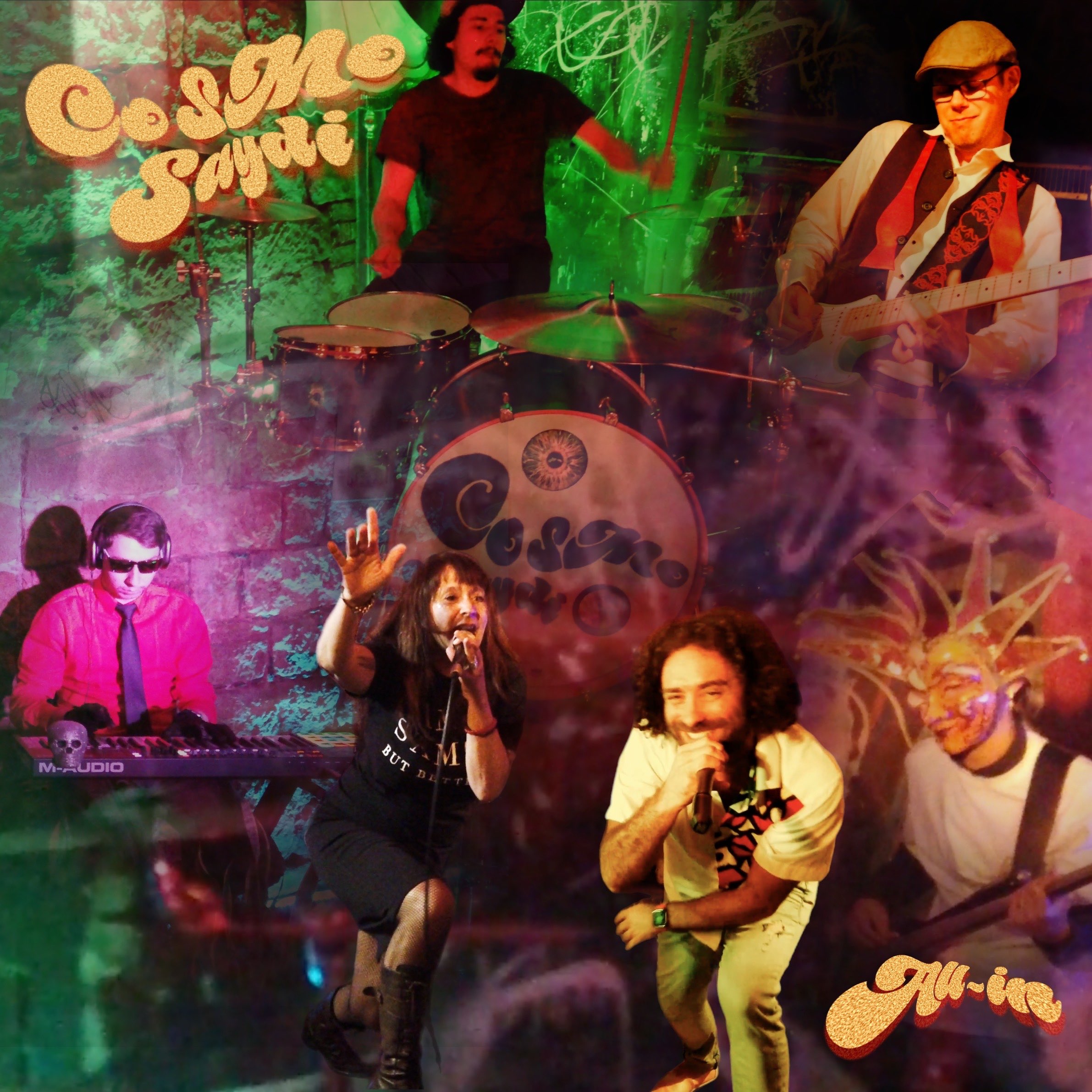 Cosmosaydi - All-in: a group of people in front of a colorful background