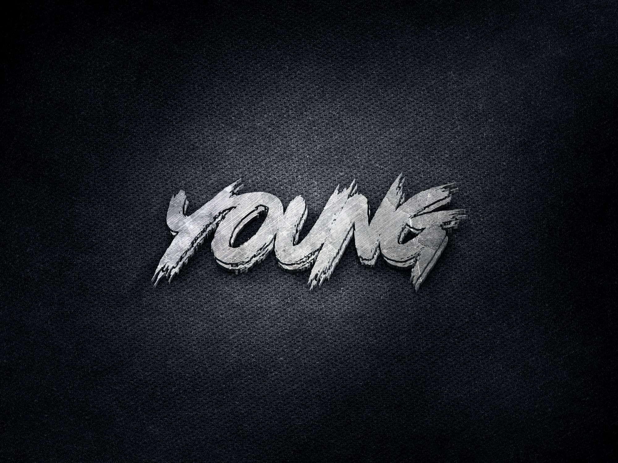 the word young on a black background