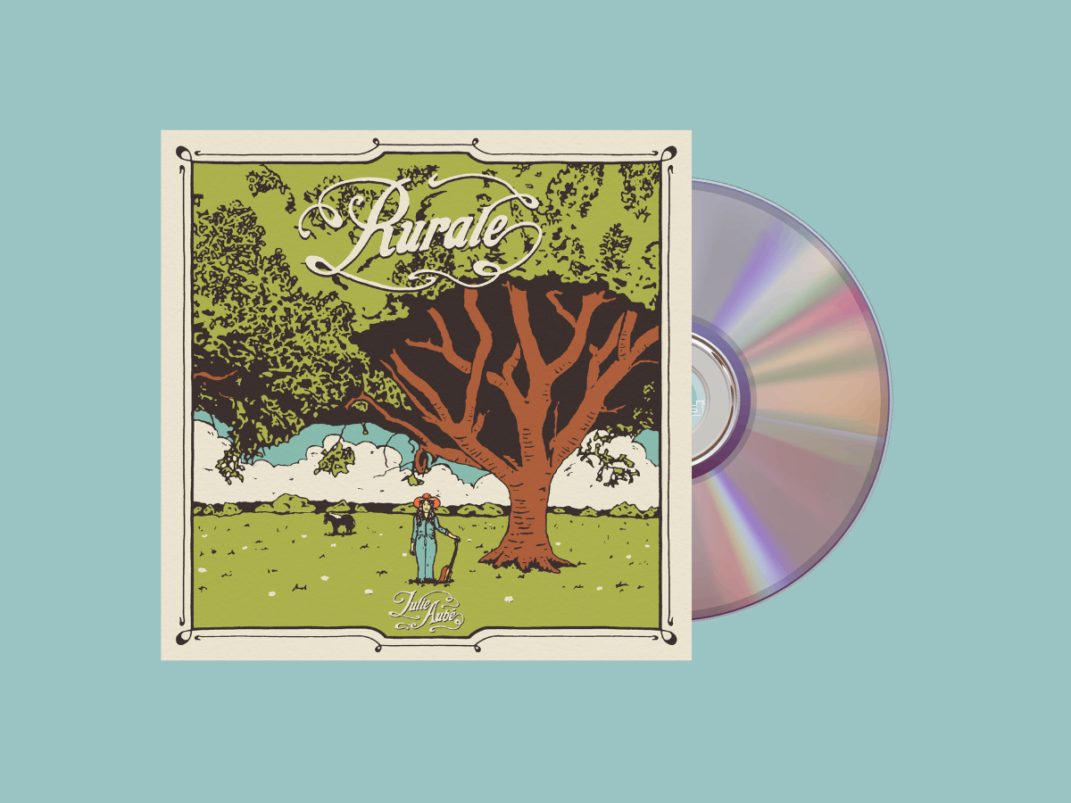 a cd with an image of a tree and a man under it