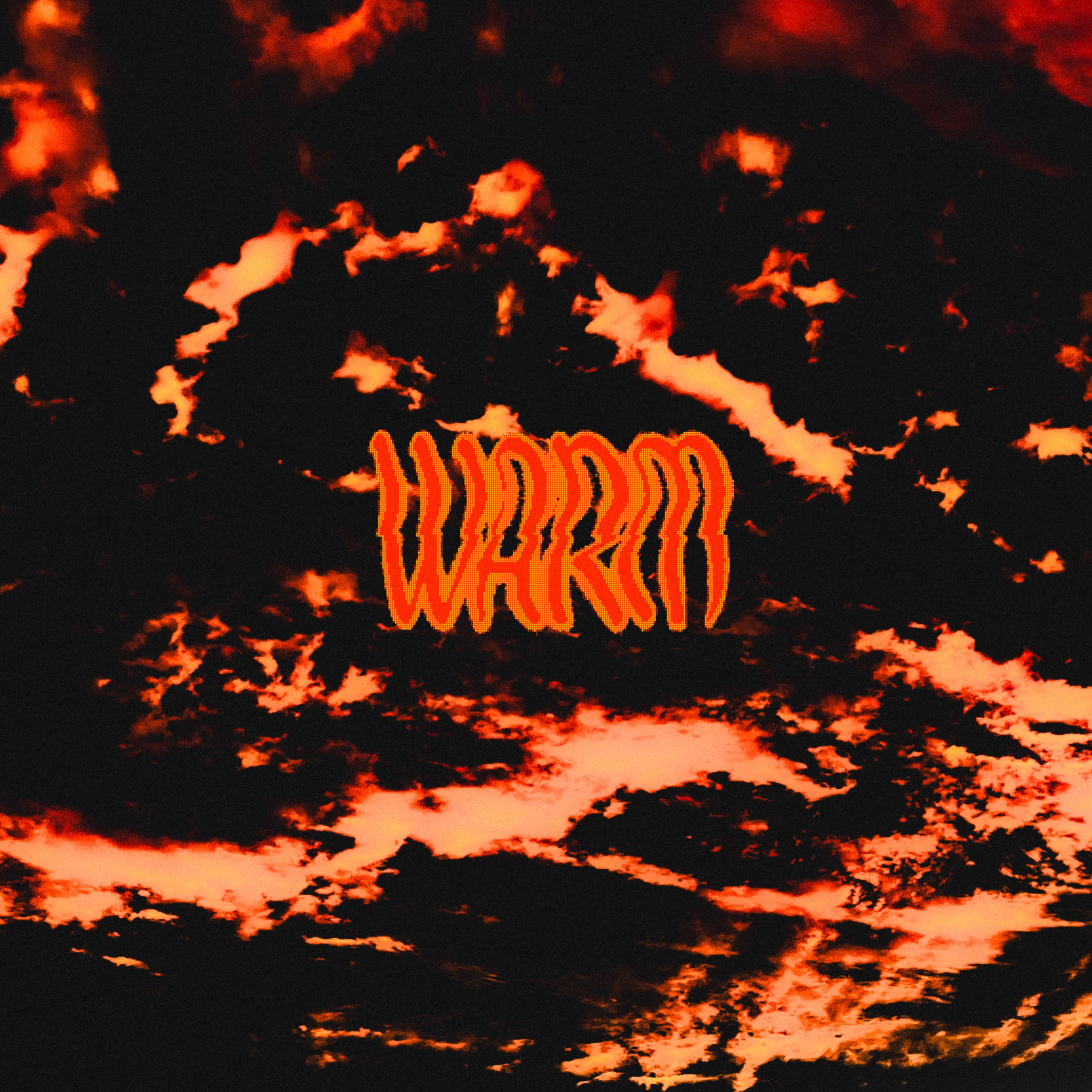 Ian Flare - WARM: a black and orange background with the word warm written on it