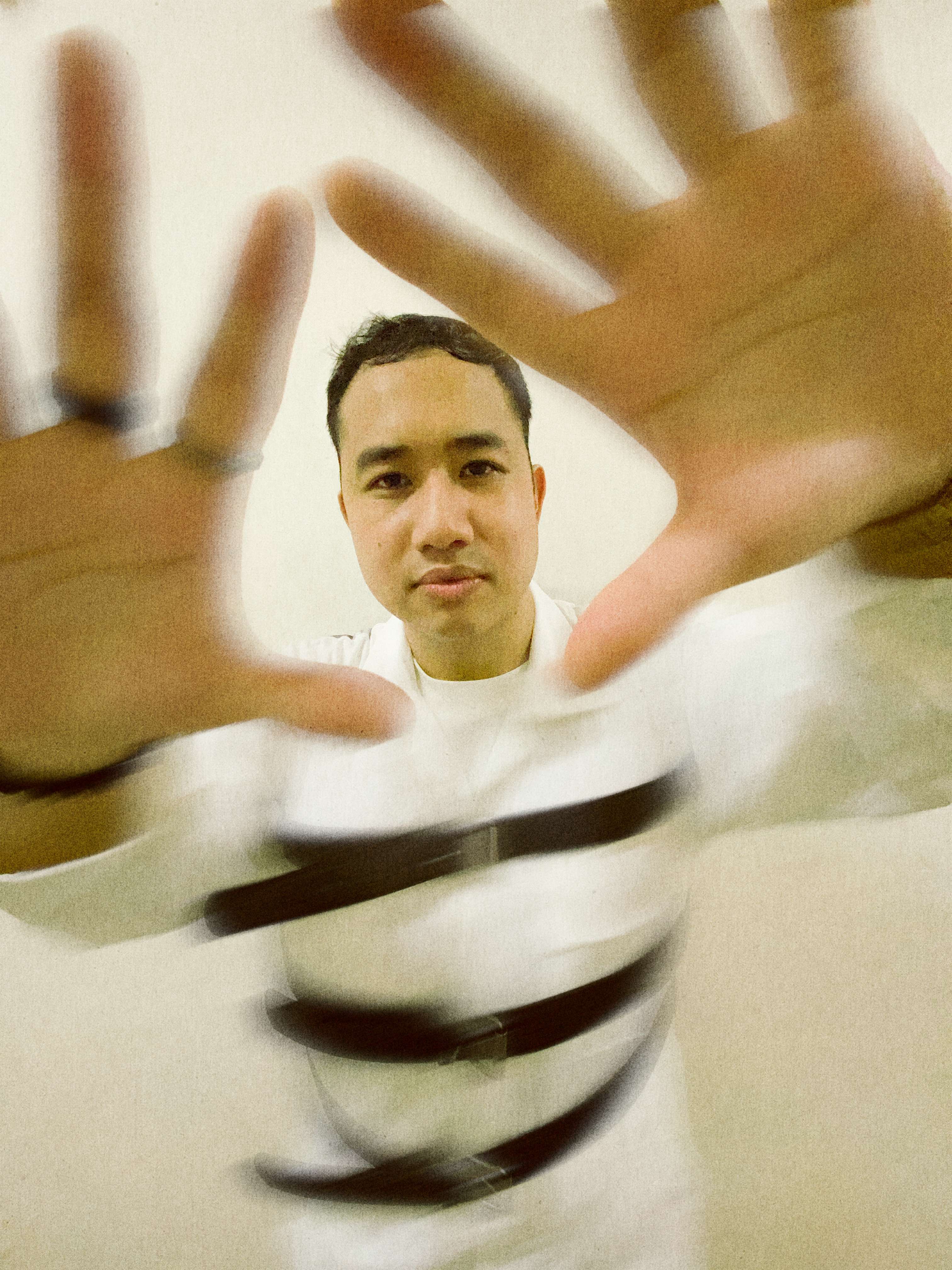 a man in a white shirt