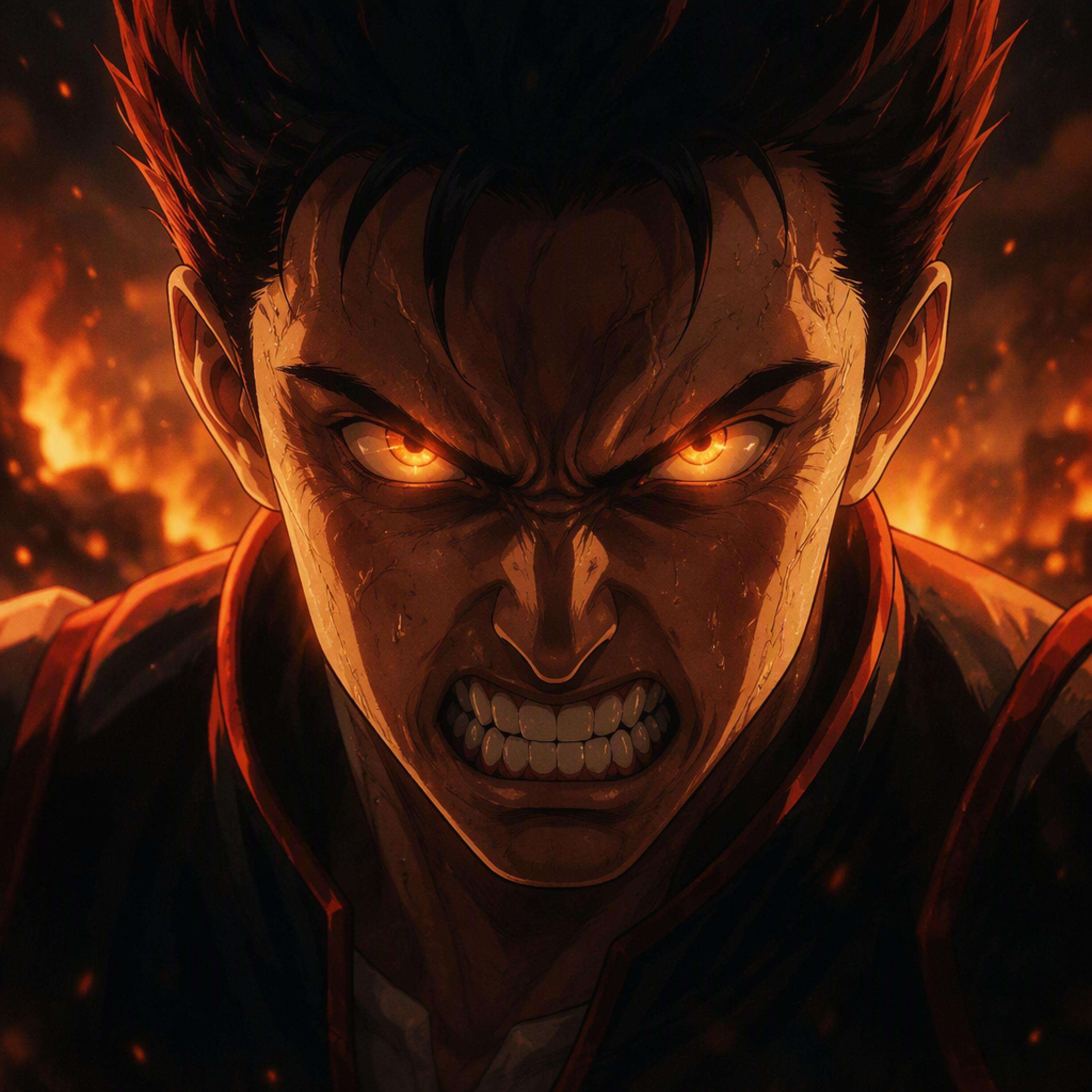 AndyBob Music  - ECHO RISING | S01E05 | Where It Breaks | Anime Dark Electro: an anime character with a fiery face