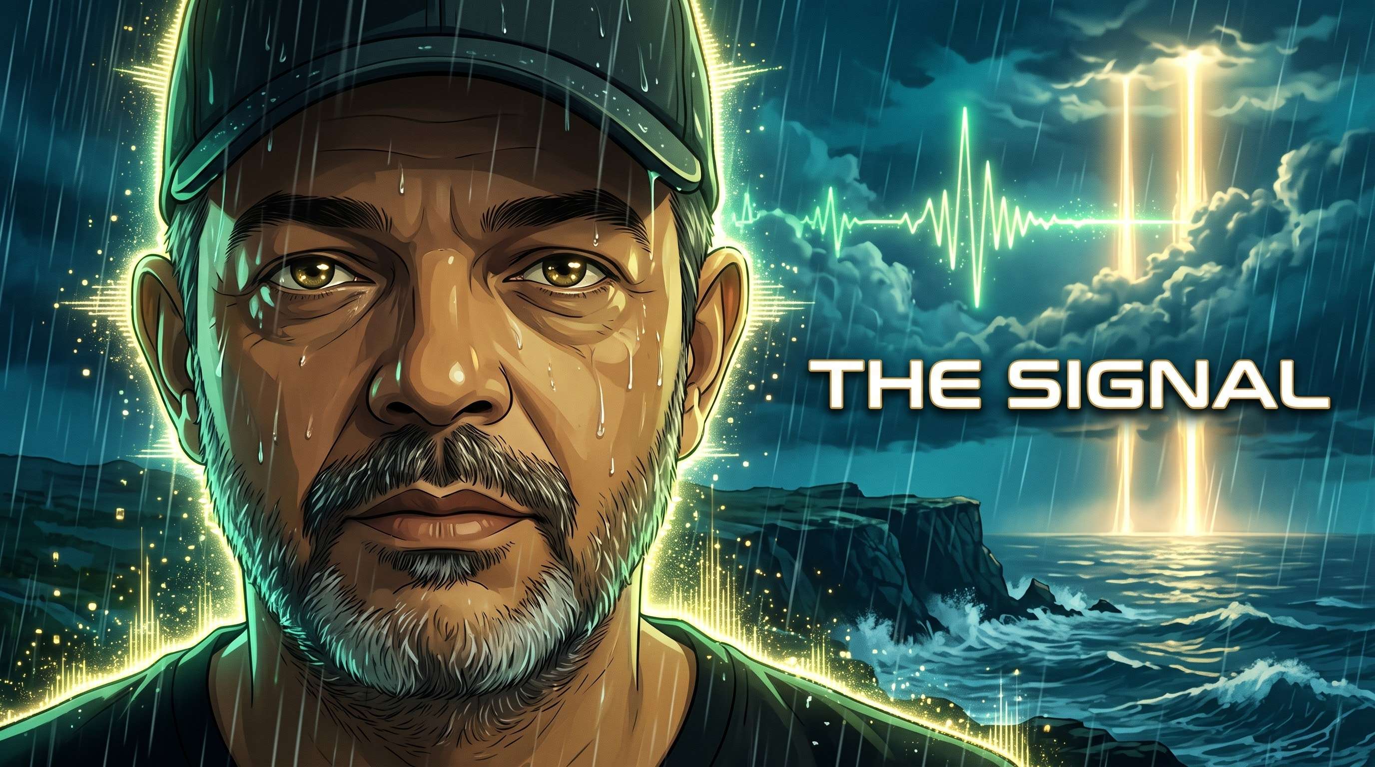 AndyBob Music  - New release: the signal is a game with a man in front of a storm