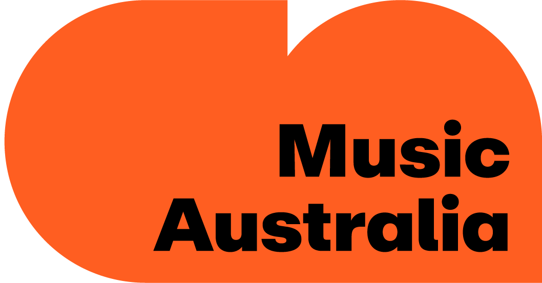 music australia logo on an orange background