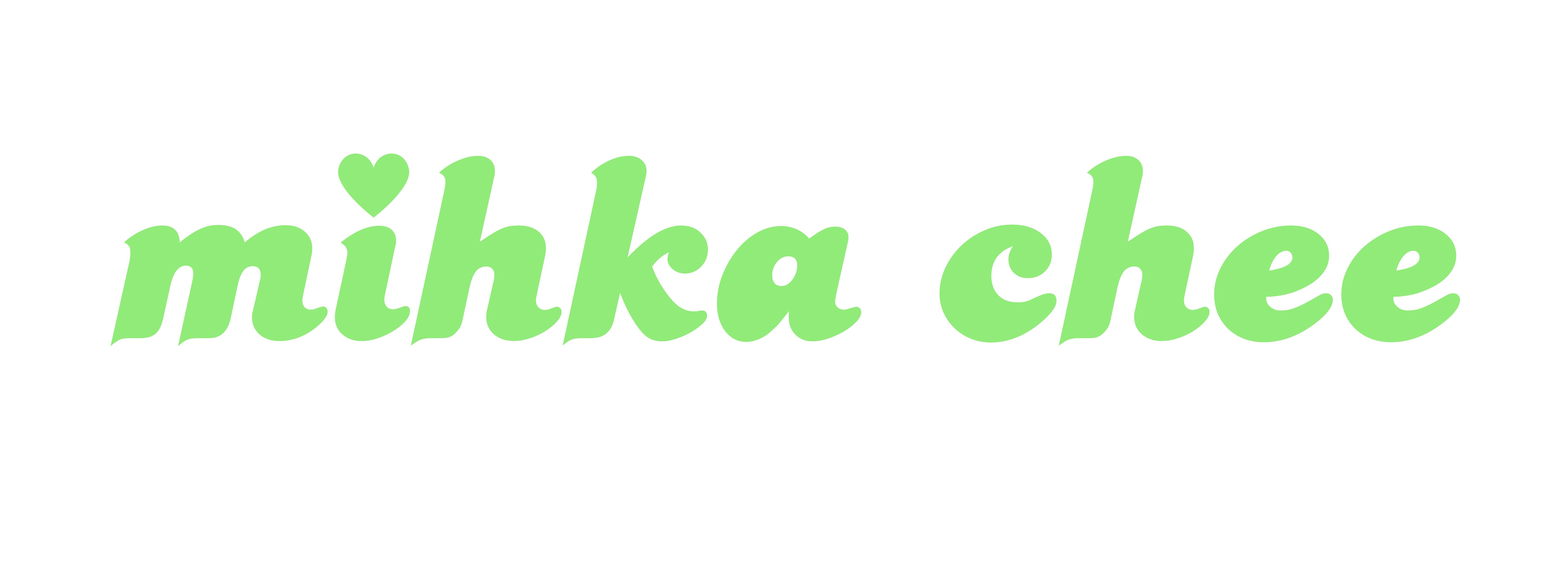 the word mikha chee on a black background