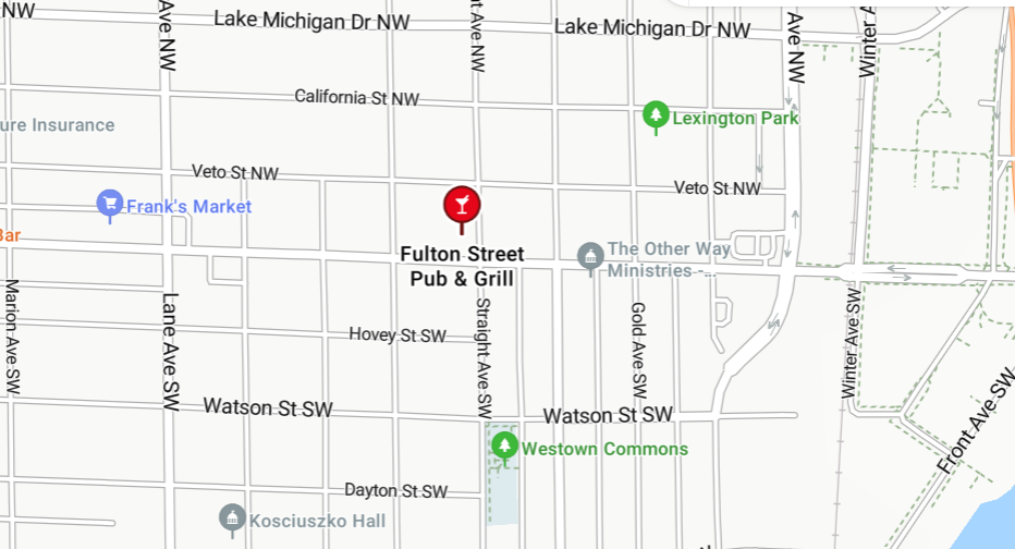 a map showing the location of a business