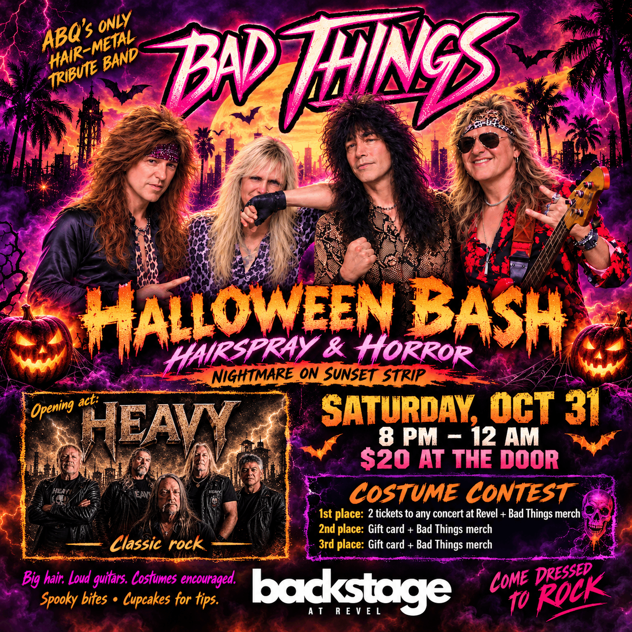 a flyer for bad things halloween bash