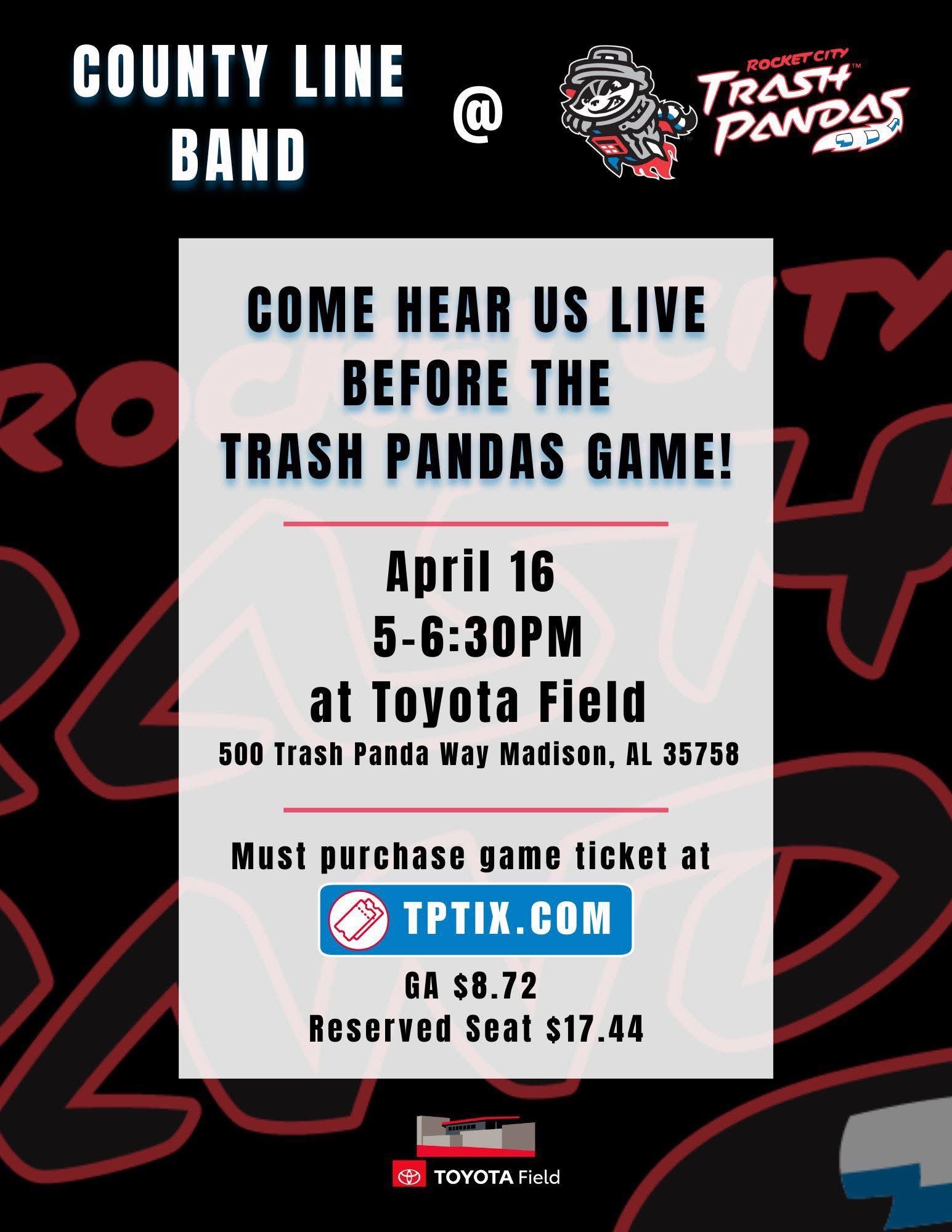 a flyer for the trash pandas game at toyota field