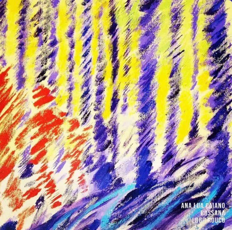 Rossana ft Ana Lua Caiano - Lobo Rouco: a drawing of a forest with yellow, blue, and red colors