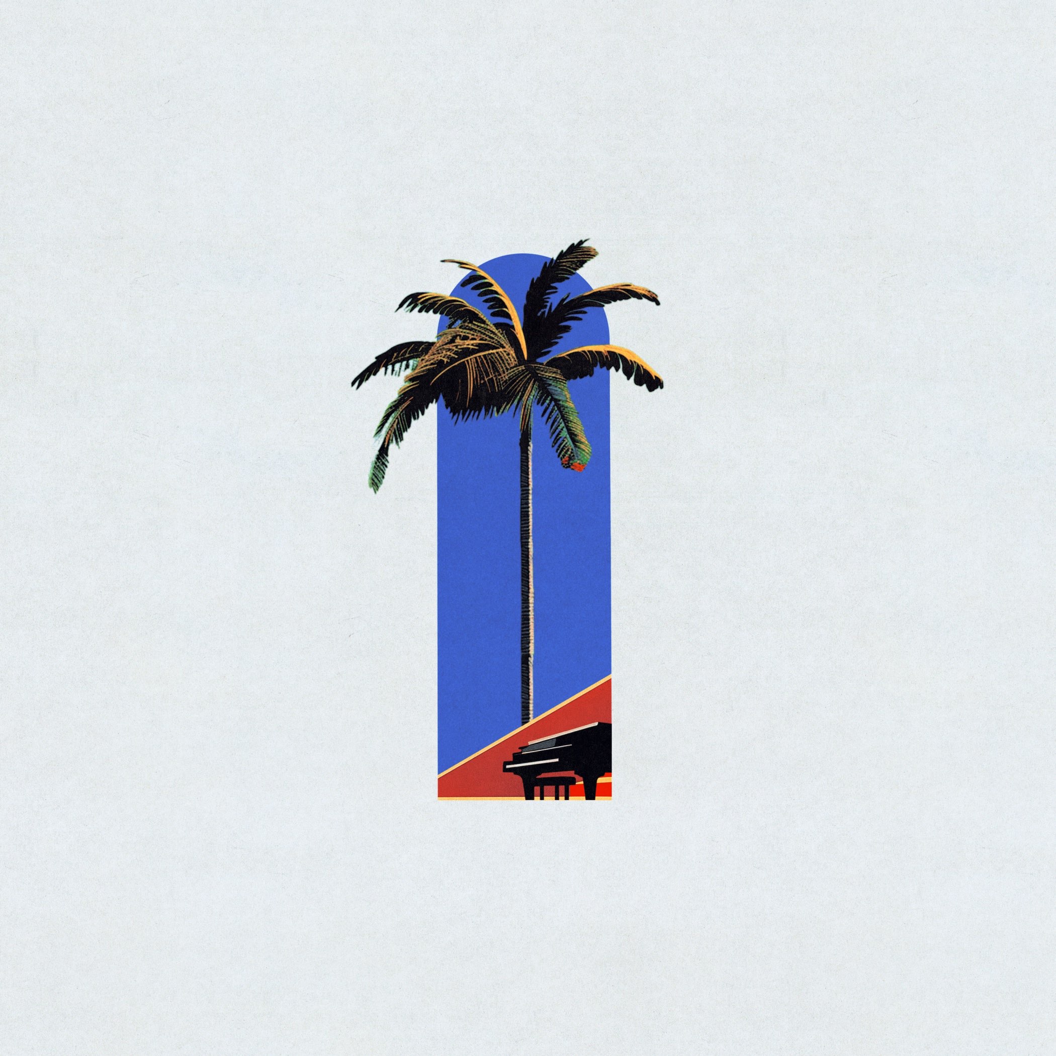 an image of a palm tree with a blue and red background