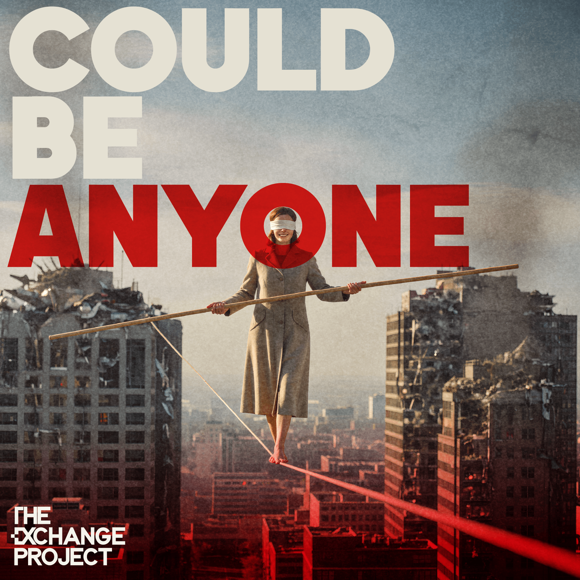 a woman on a tightrope