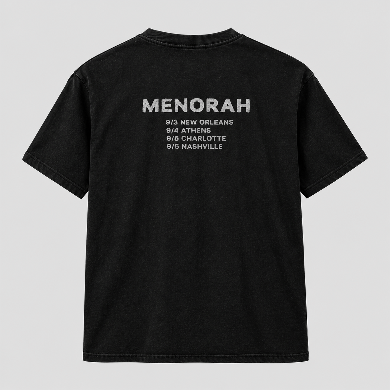 a black t - shirt that says menorah