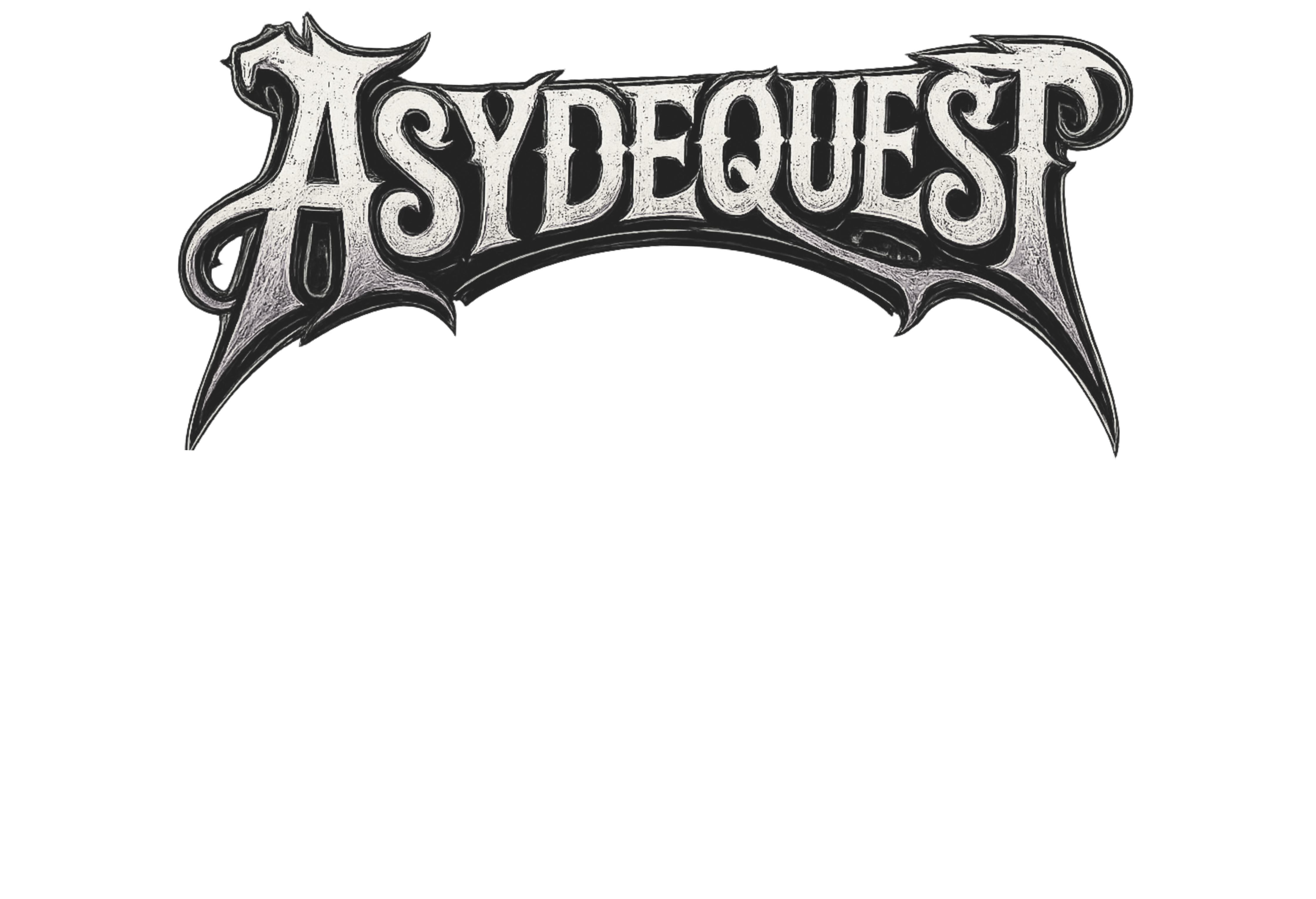 the logo for asydequest on a black background