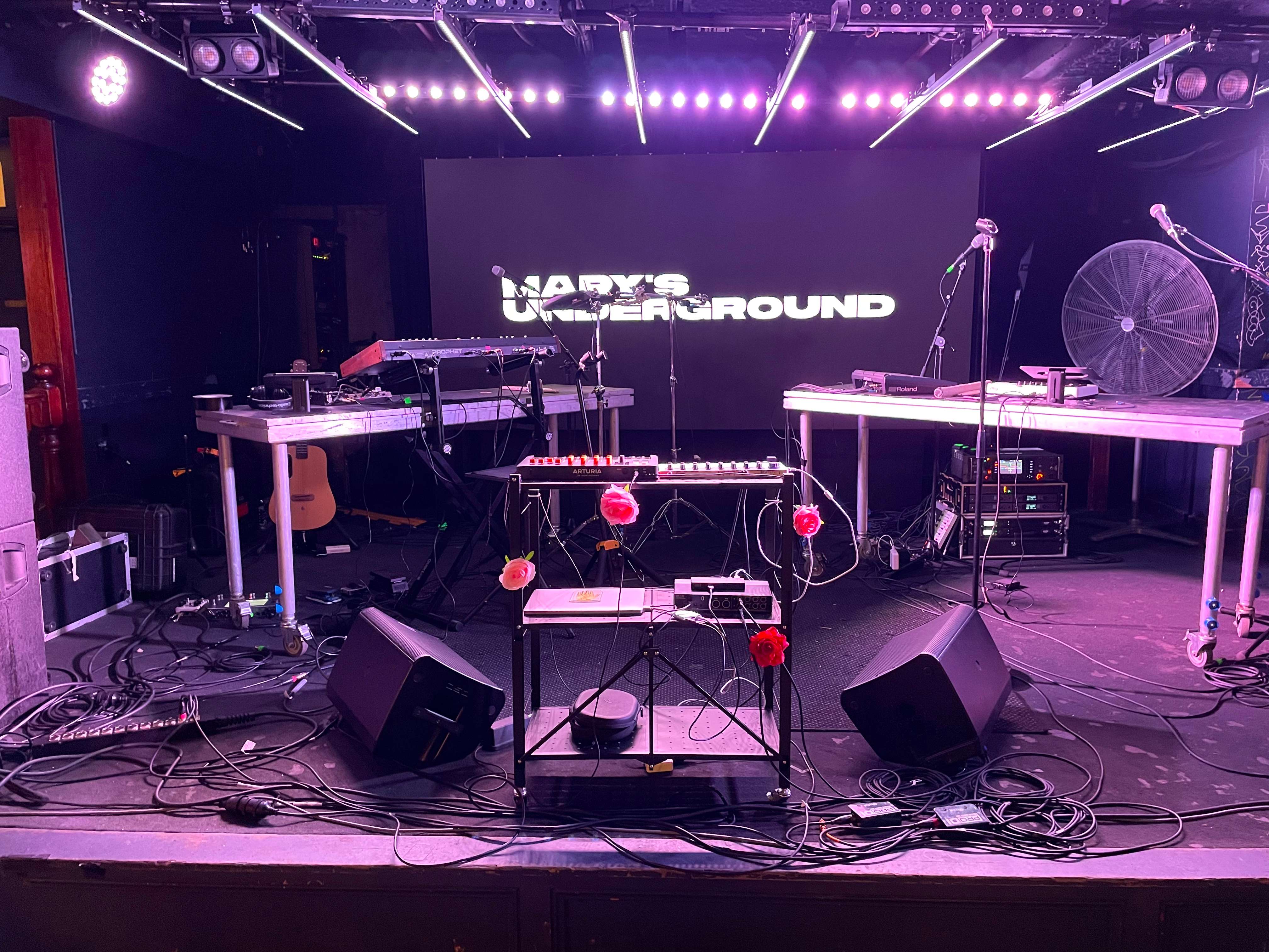 a stage with a lot of equipment on it