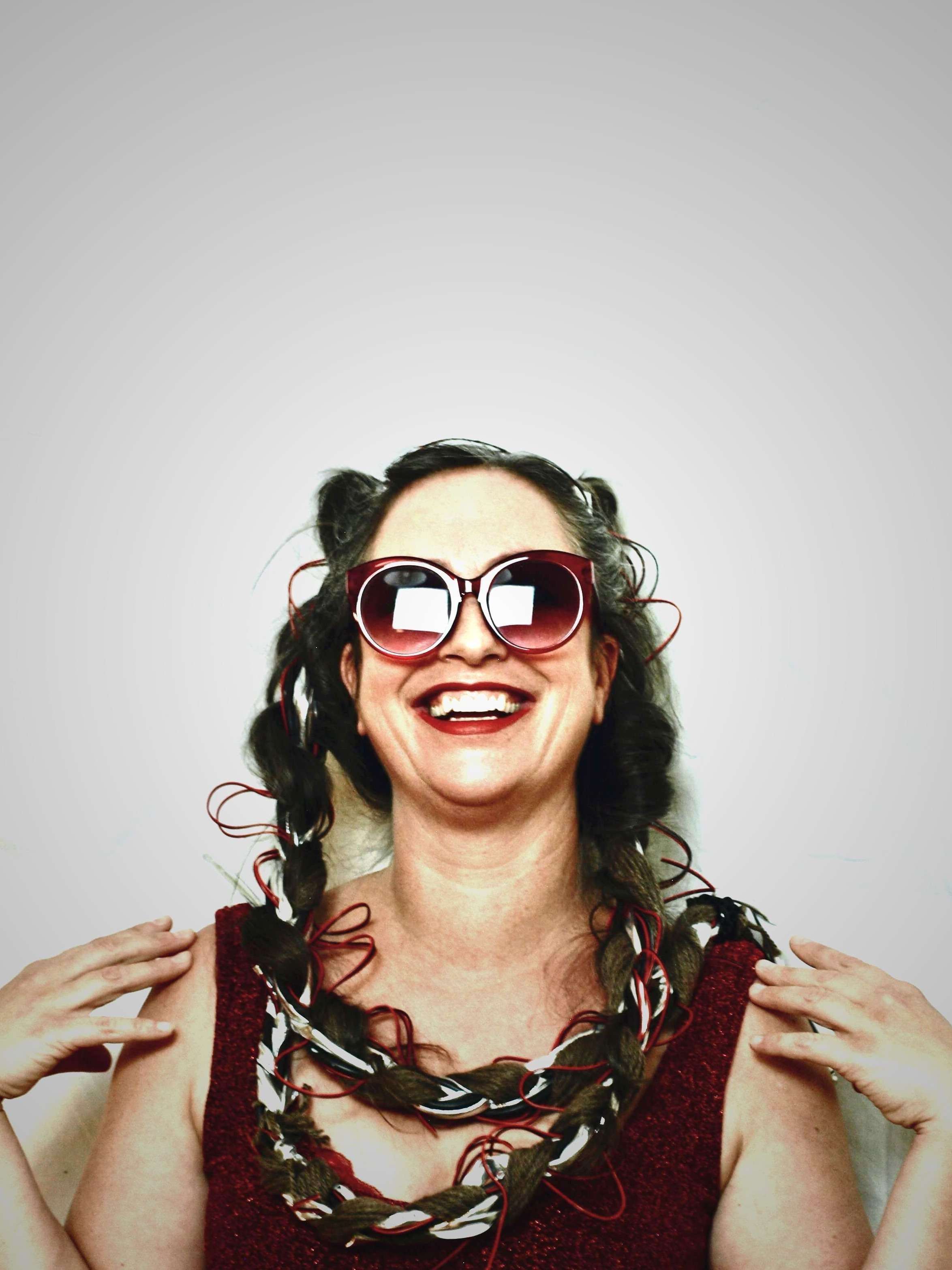 a woman wearing sunglasses