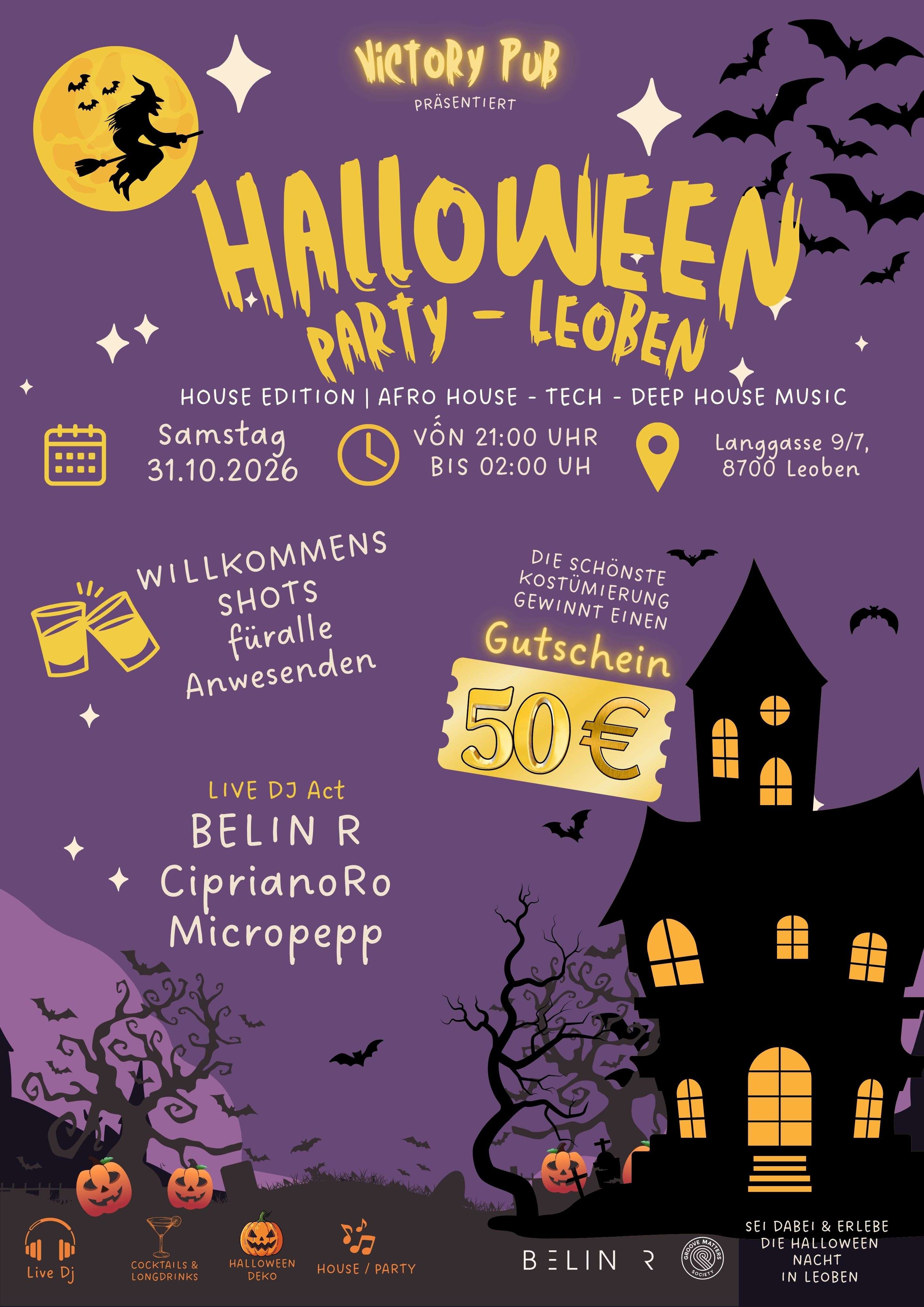 a flyer for a halloween party in belgium