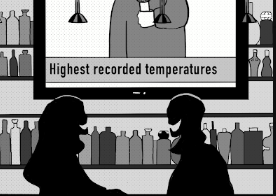 a cartoon of two people sitting at a bar with the words highest recorded temperatures