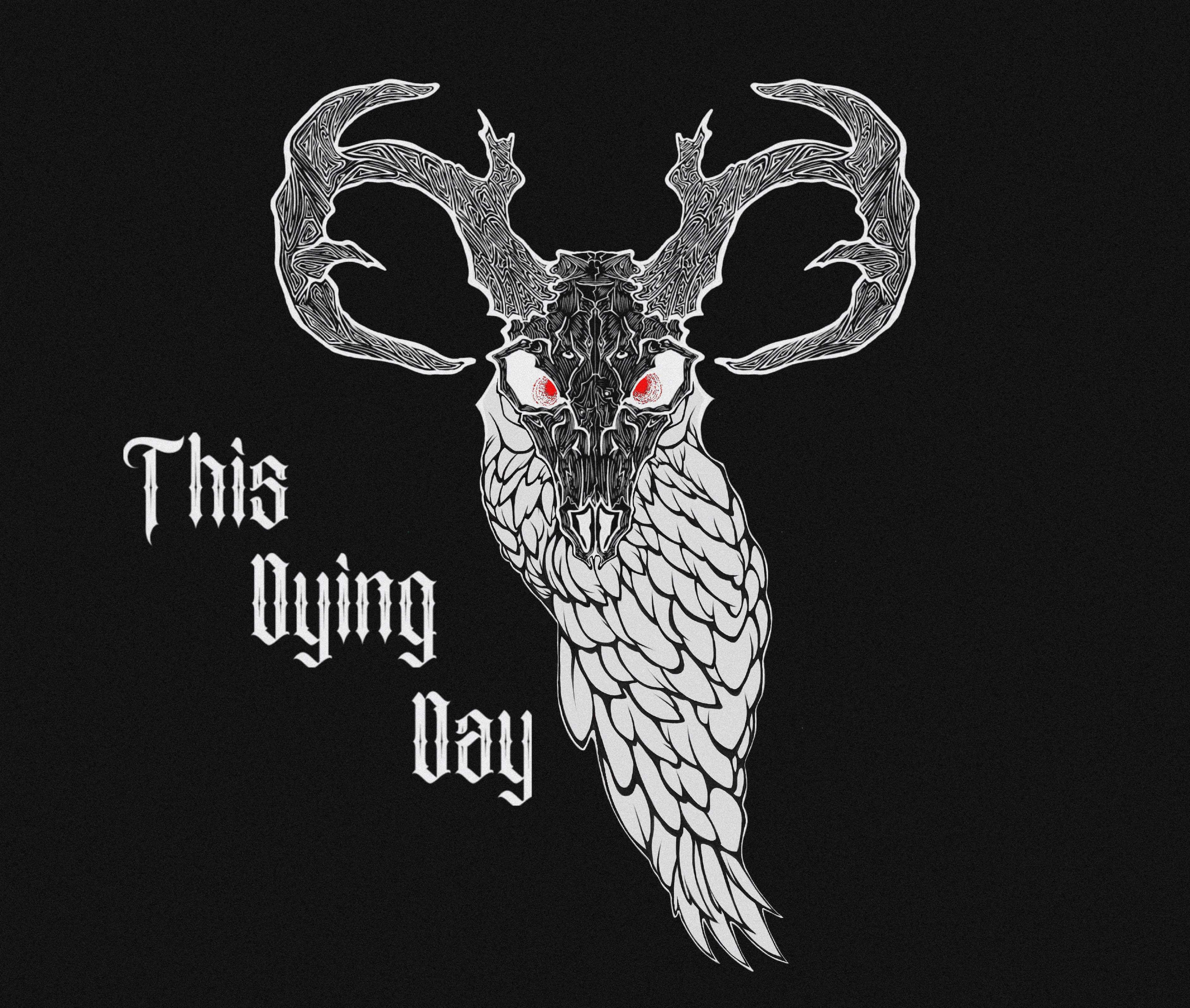 this dying day - a deer with horns on a black background
