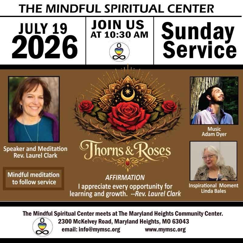the mindful spiritual center sunday service with thomas and roses