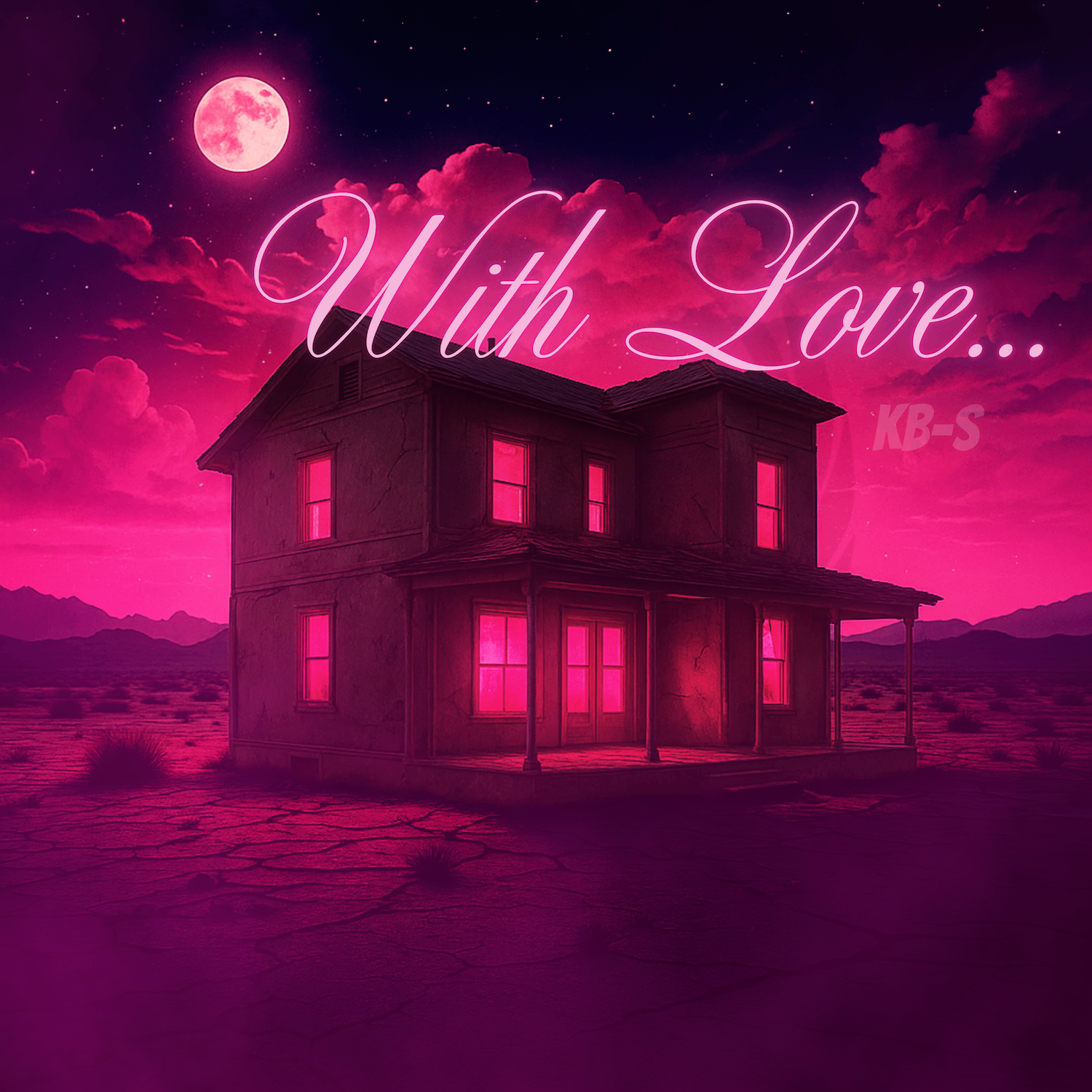 a pink house with the words with love on it