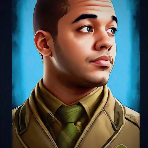 a painting of a man in a military uniform