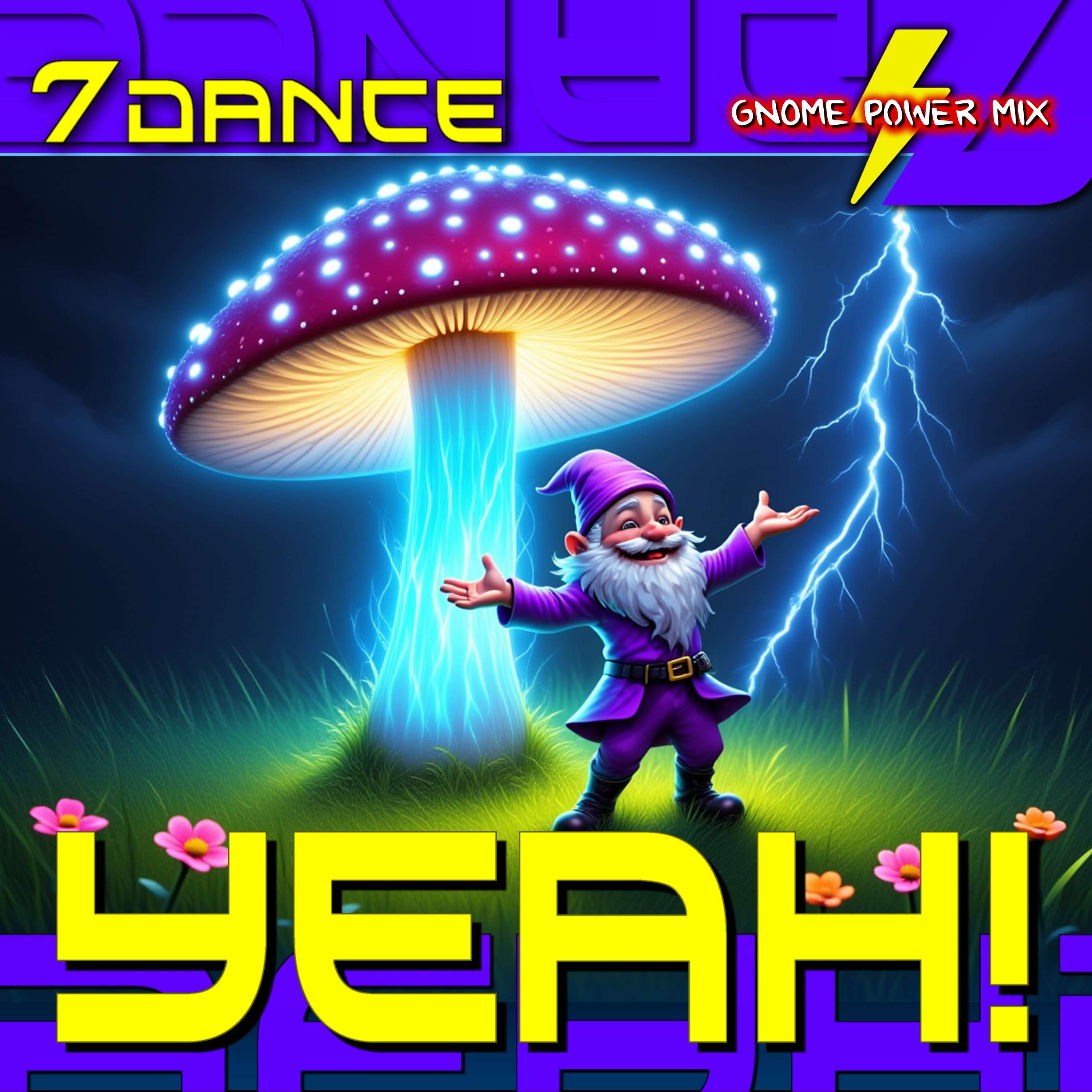 the cover of a 7 dance mix with an image of a gnome and a mushroom
