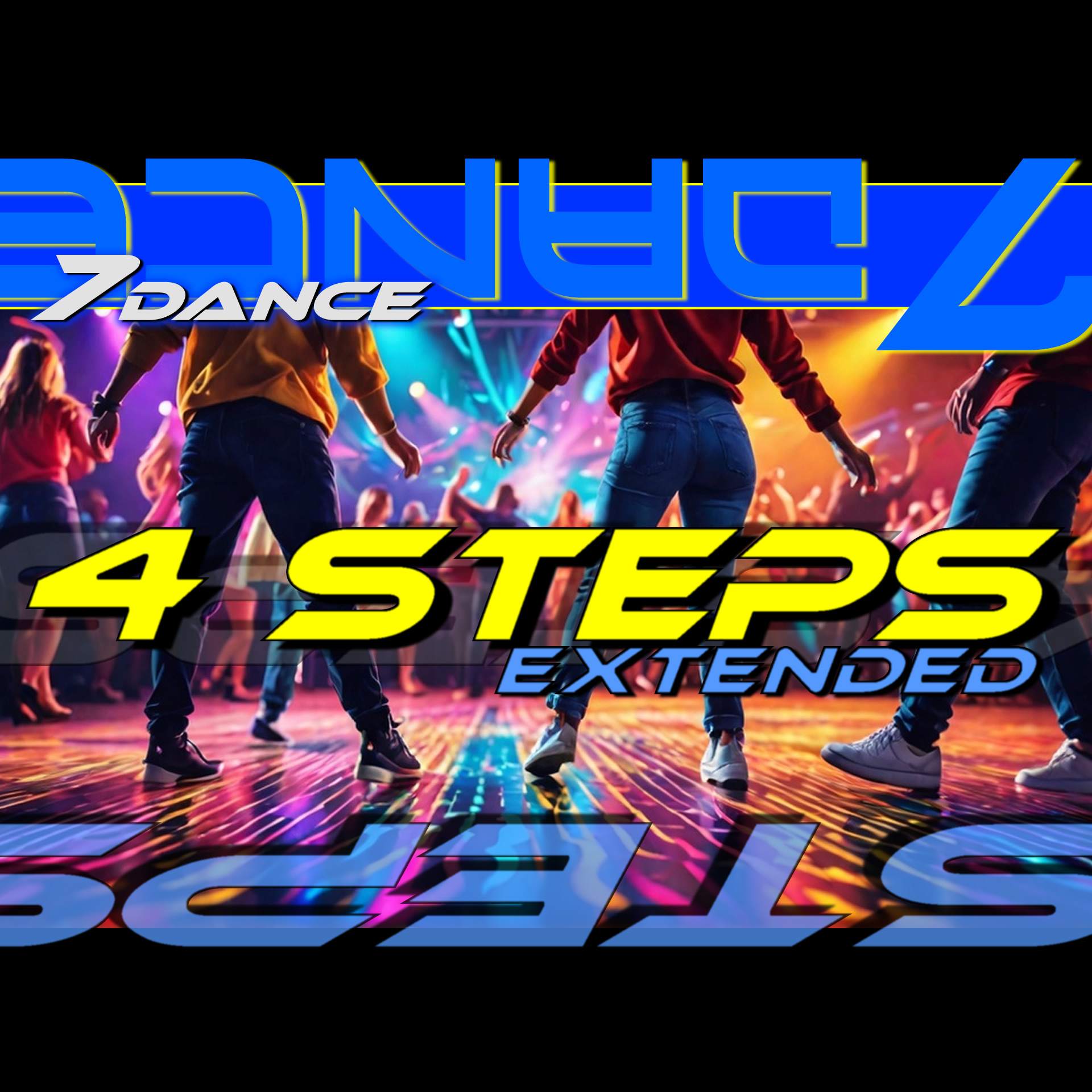 the logo for dnc dance 4 steps extended seals