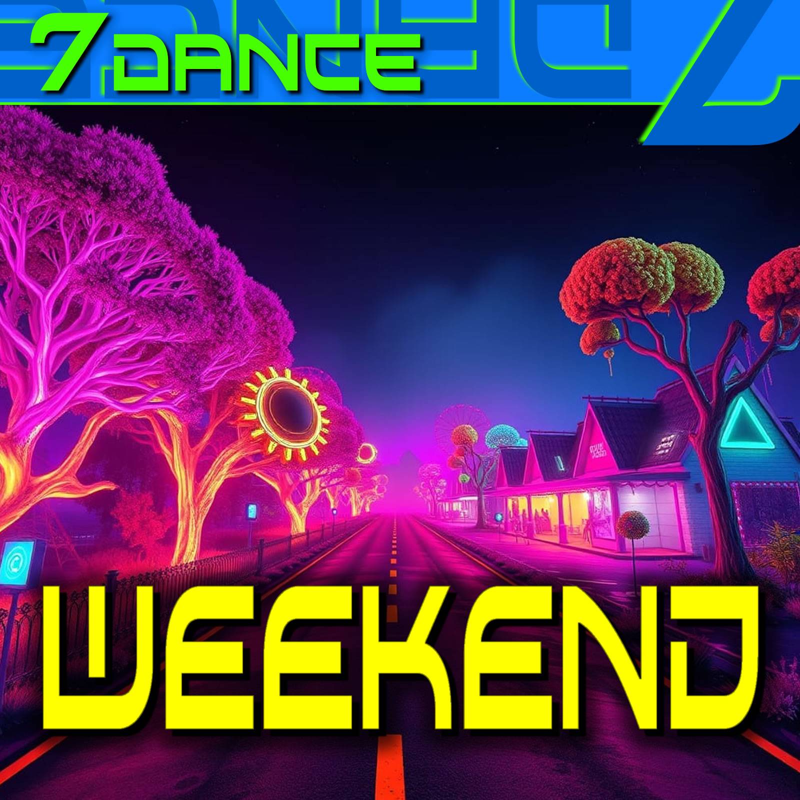 a neon sign with the words'7 dance weekend'