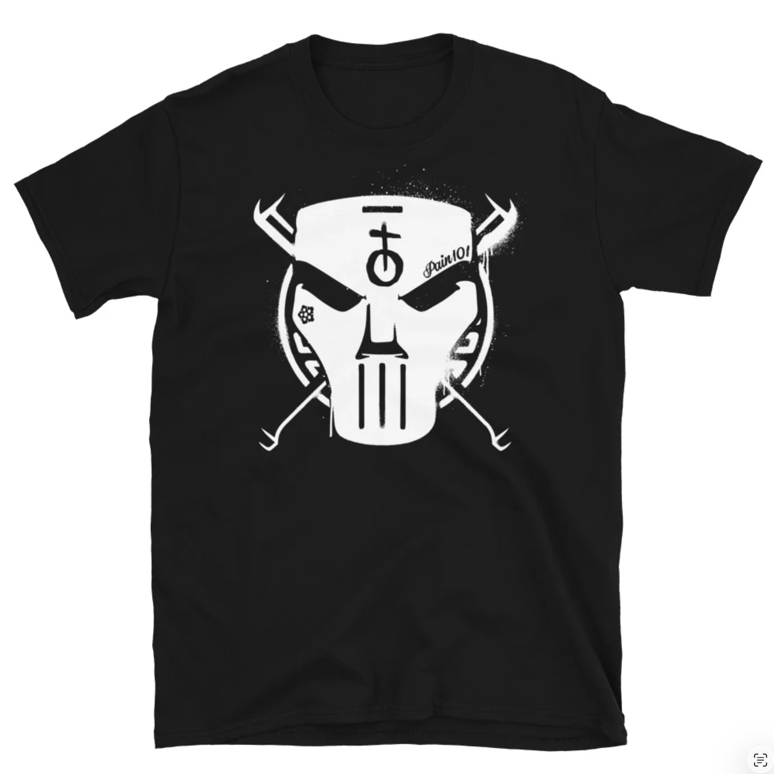 a black t - shirt with a skull and crossbones on it