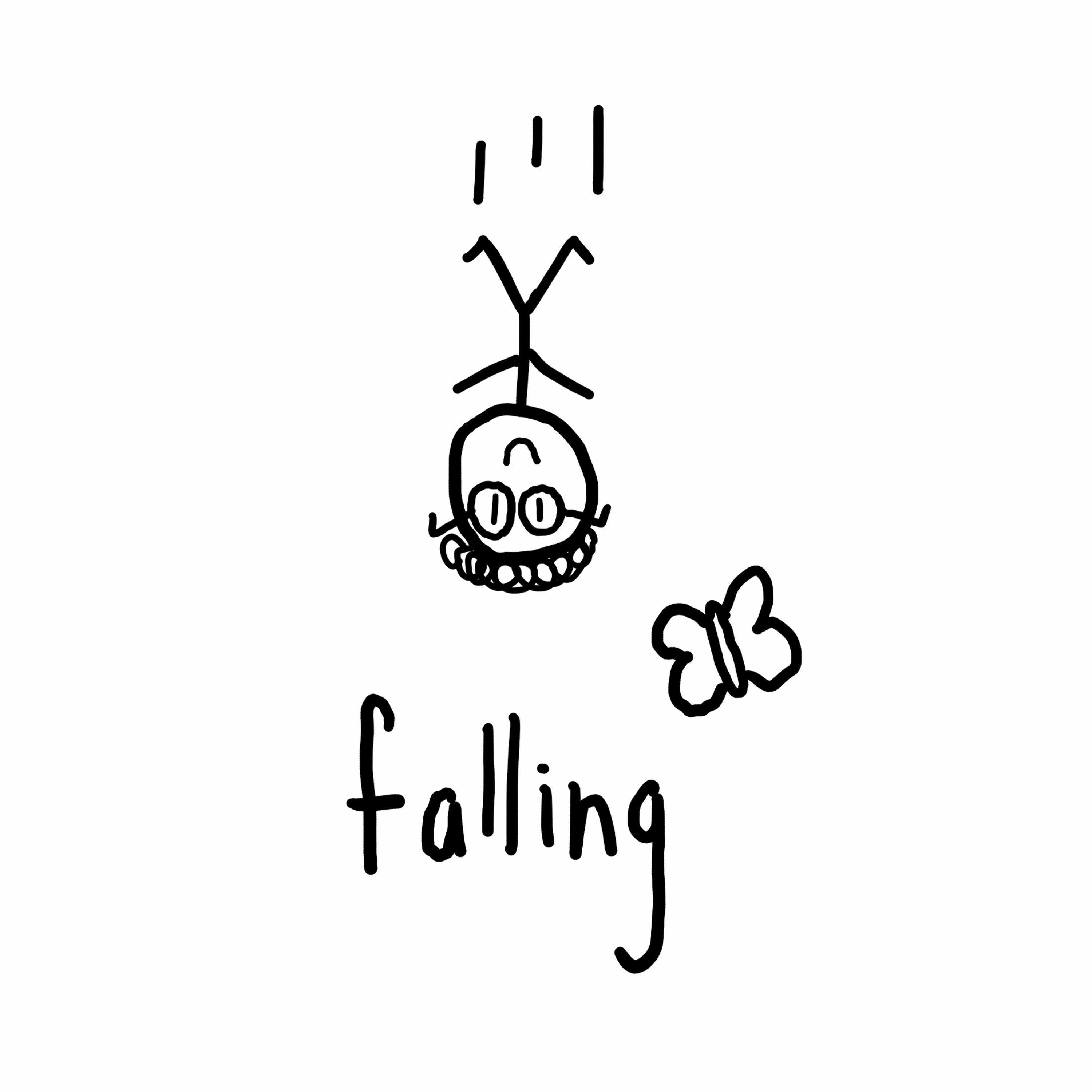 a drawing with the word falling on it