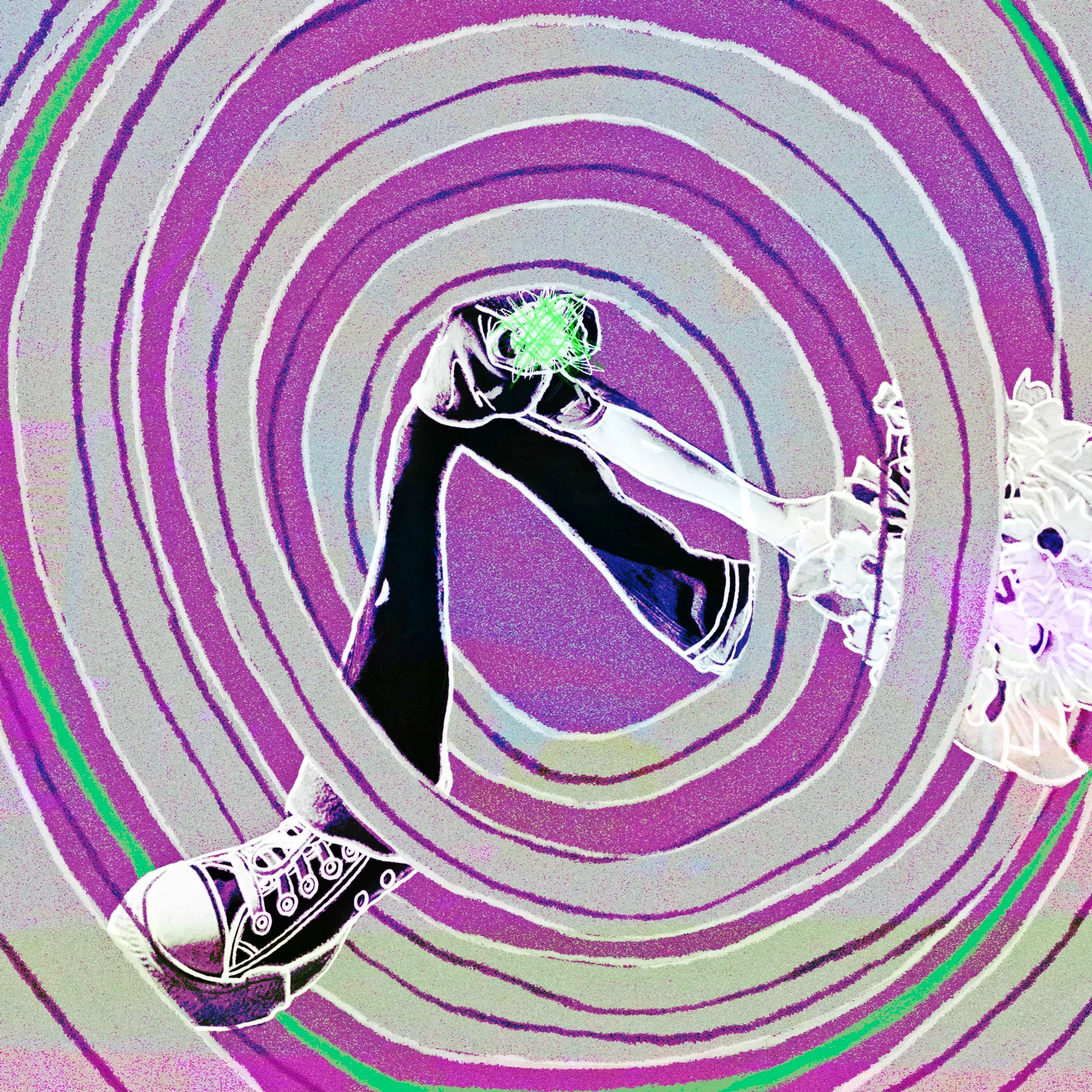 Yoder - Rabbit Holes: an illustration of a person in a spiral