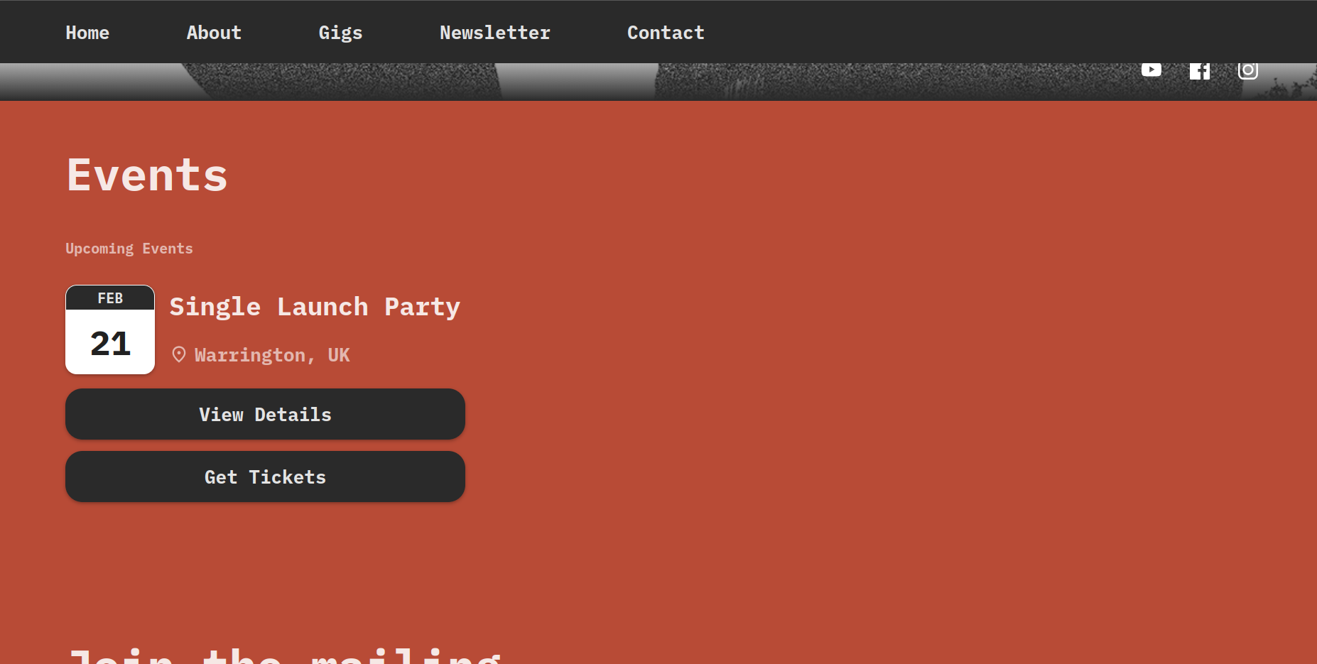 Mr. Ricardo - Album 1: a screen shot of a website with an event page