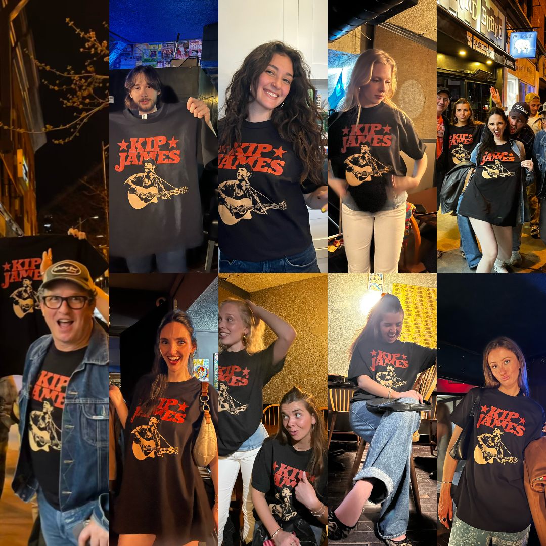 a collage of people posing in front of a t - shirt