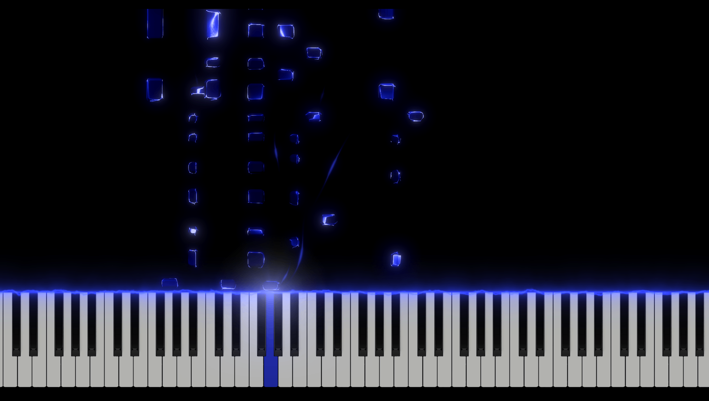 an image of a piano with blue lights on it