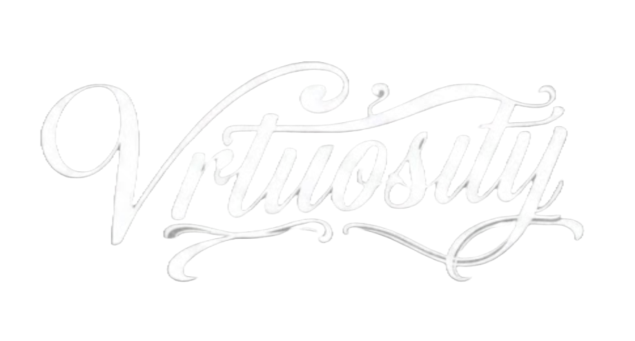 the word virtuosity on a black background