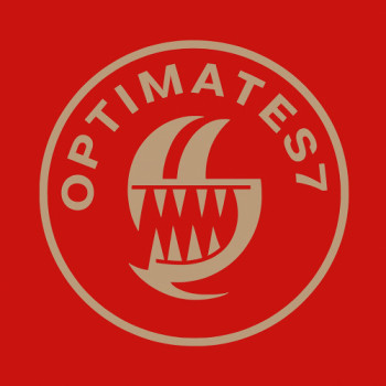 the logo for optimate7 on a red background