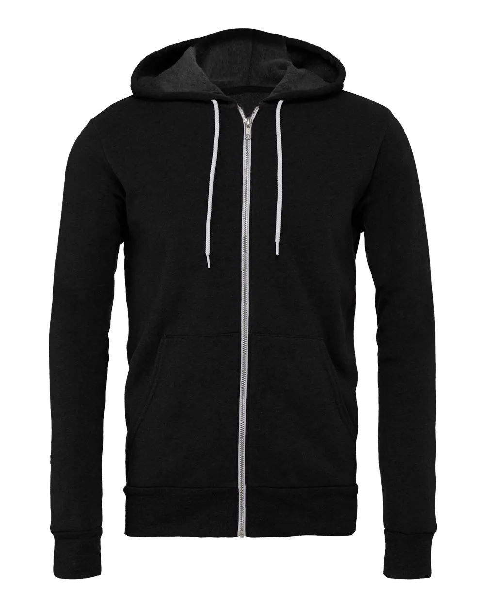 a black hooded sweatshirt with a zipper