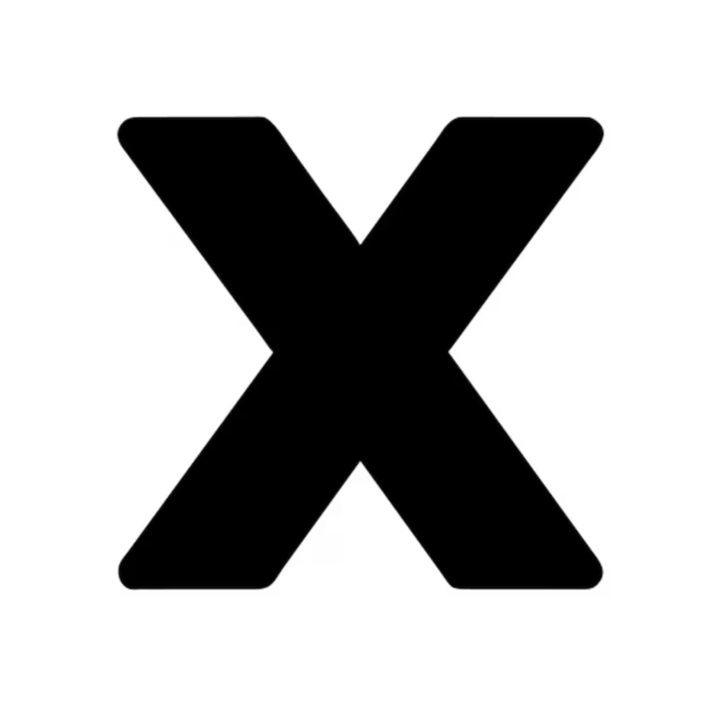 a black letter x on a white background
