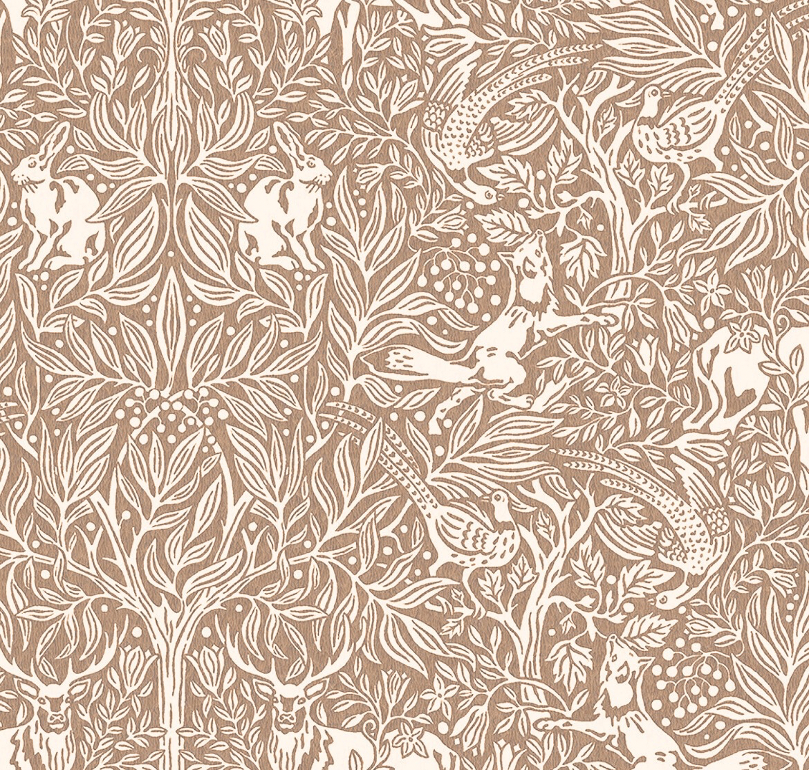 Billow Wood tip jar: william morris wallpaper in beige and brown