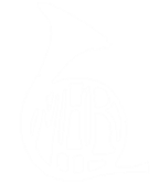 the french horn logo on a black background
