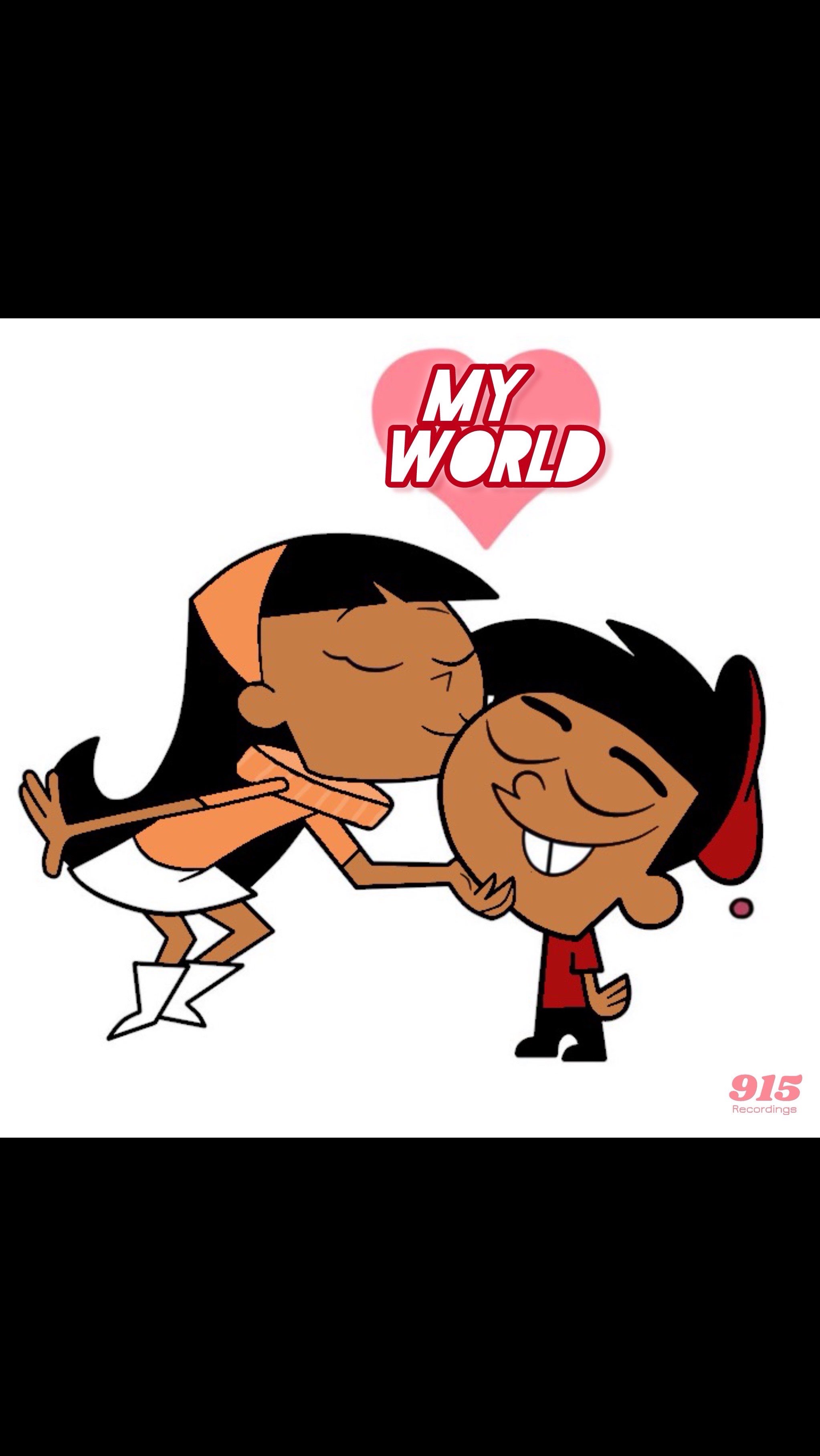 Nathan David - My World: two cartoon characters kissing each other with the words my world