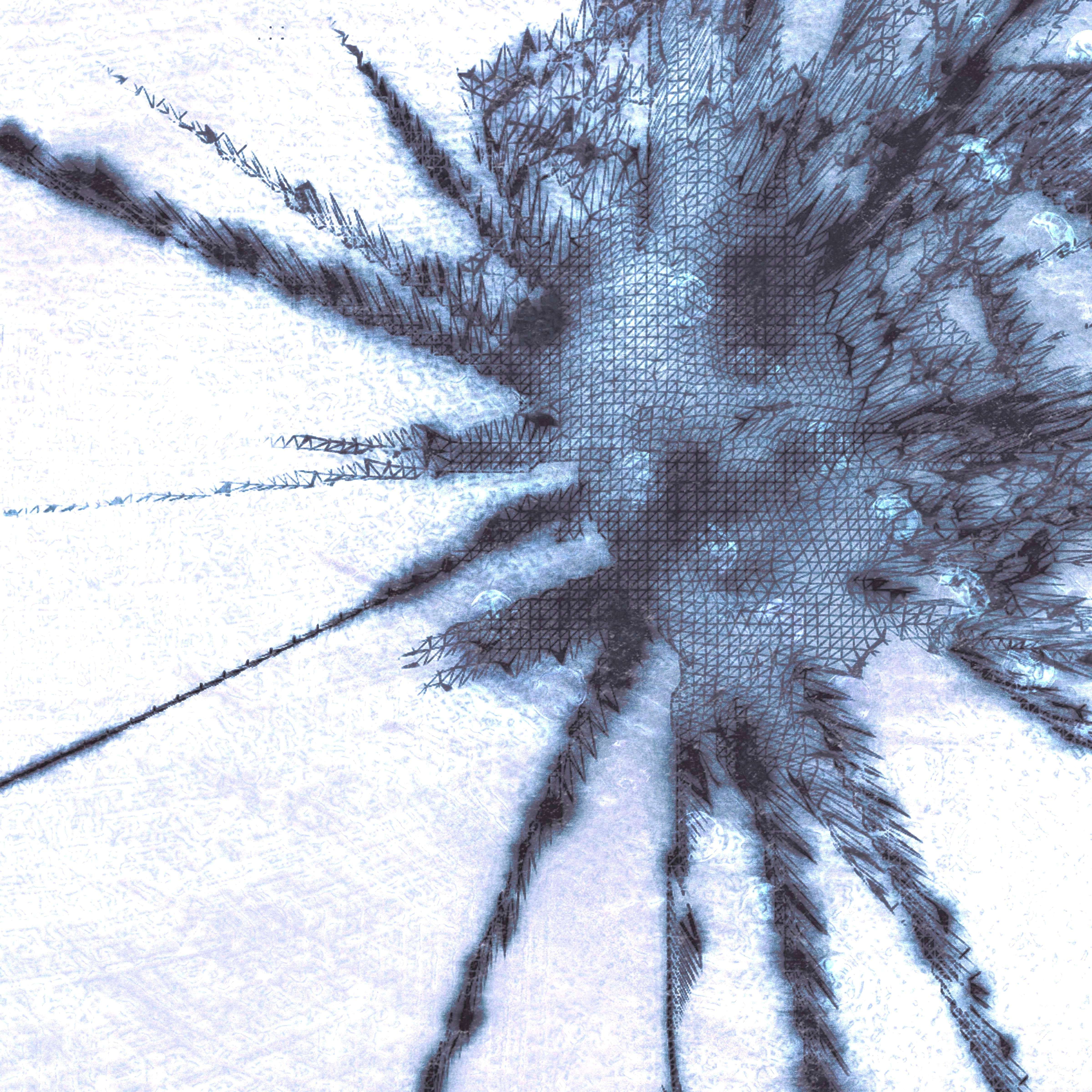 a black and white drawing of a starburst