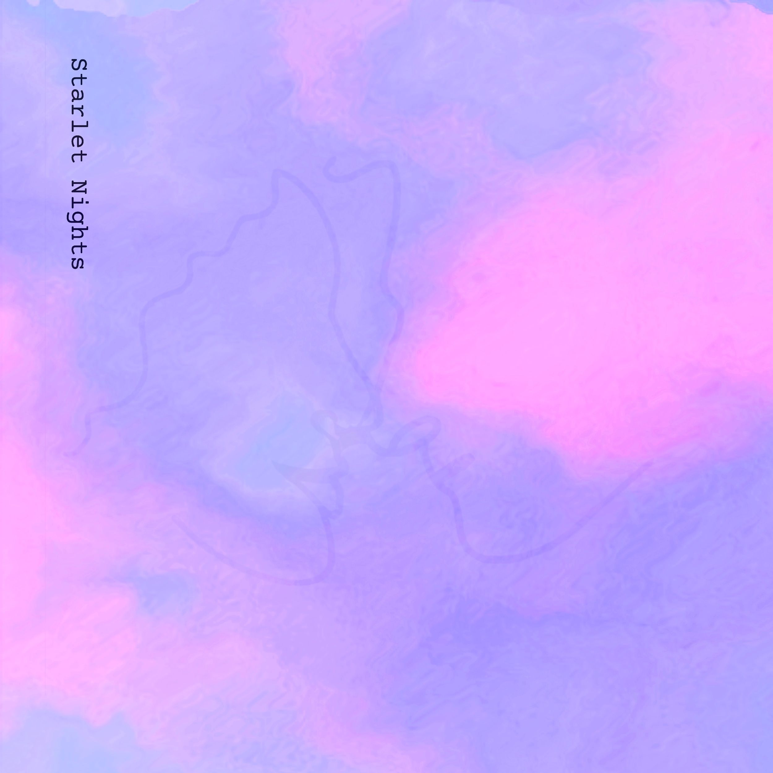 a watercolor painting of a pink and purple sky