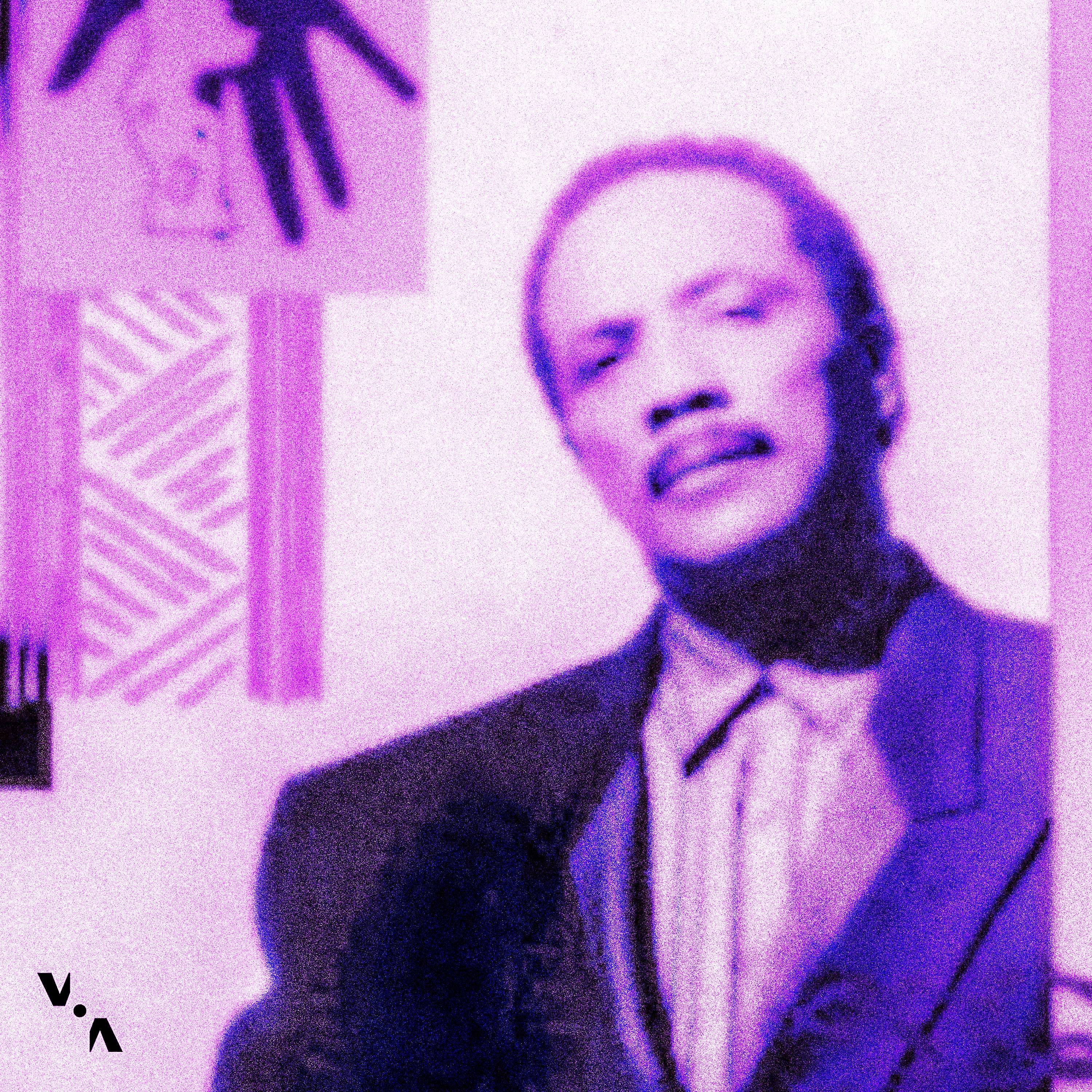 Between - Tommorow [Between Flip]: a man in a suit is standing in front of a purple background