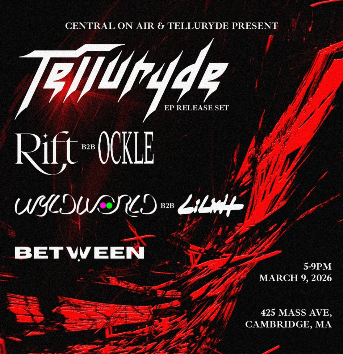 a flyer for a concert with a red background