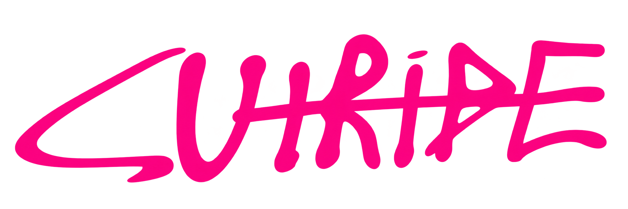a pink logo with the word curie on it